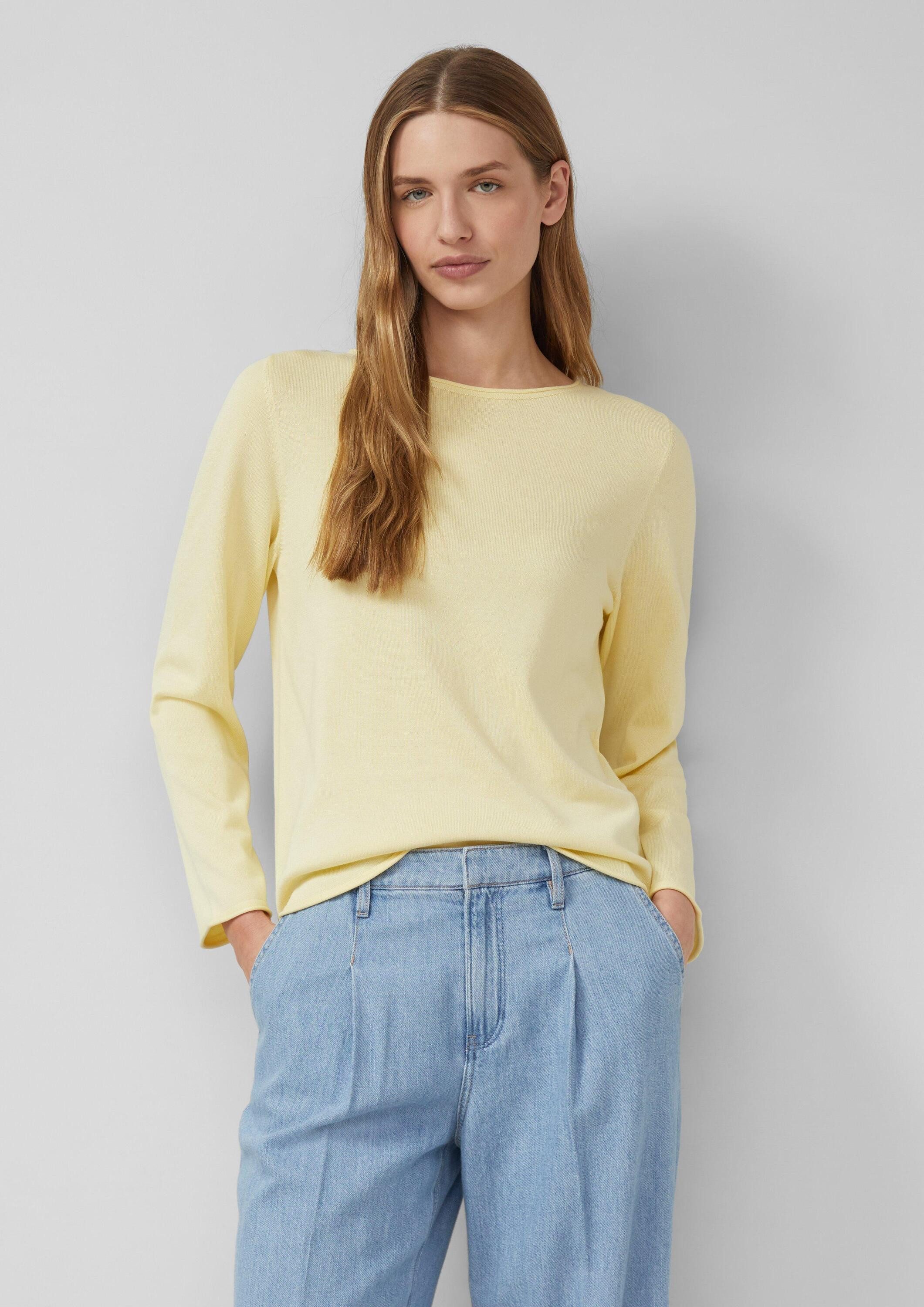 s.Oliver Longpullover Strickpullover Feinstrickpullover mit Rollkanten