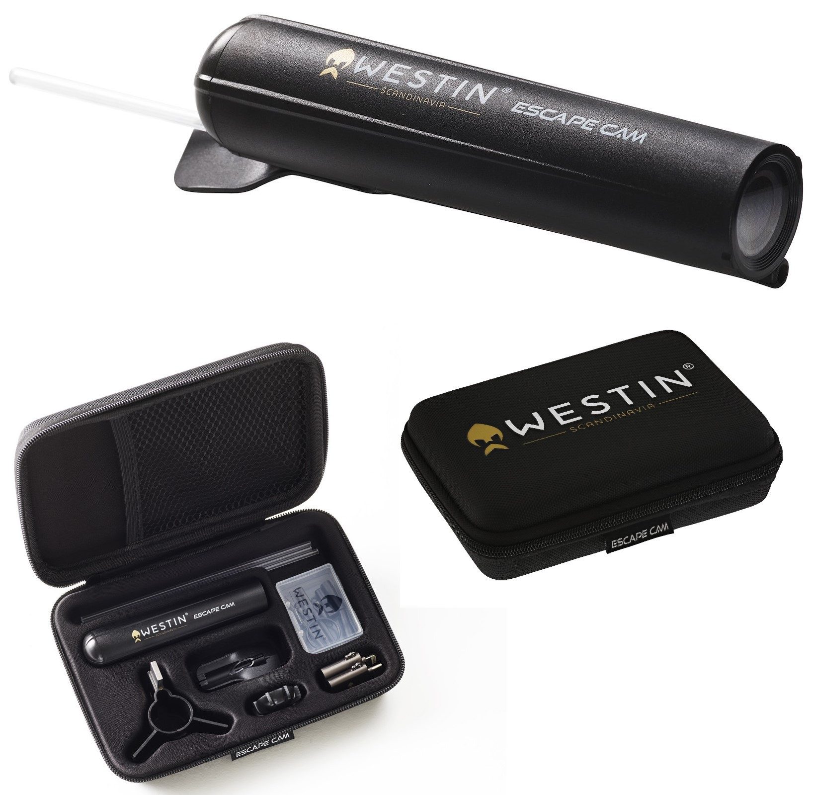 Westin Fishing Escape Cam Kamera - 40g leicht - Full HD - 2,5 Stunden Akku - Angeln Angel-Unterwasserkamera (Inklusive sämtliches Zubehör in einem kompakten Transportkoffer)