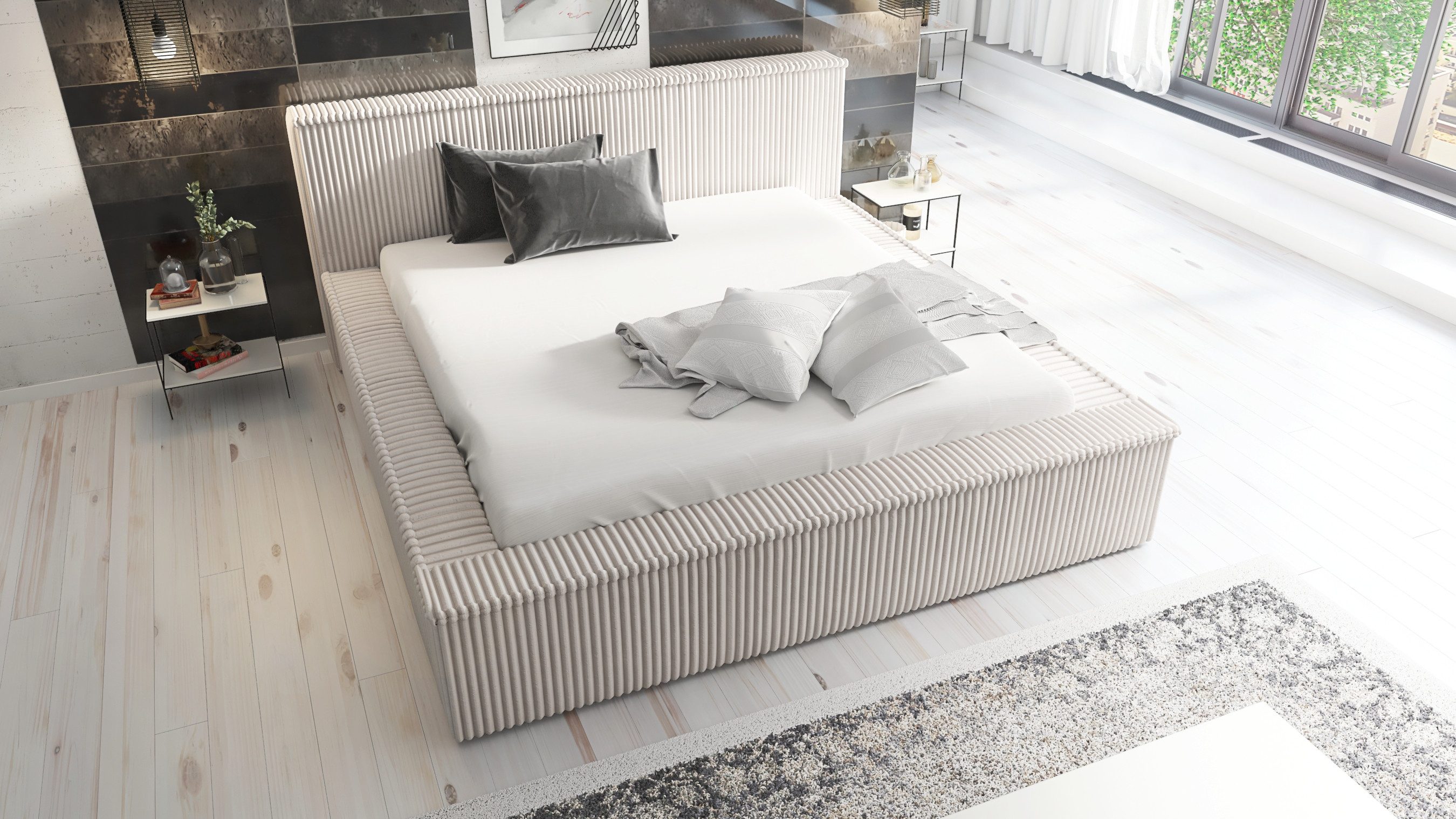 A&J MöbelLand GmbH Polsterbett RIO mit Lattenrost und Bettkasten. (Bett mit günstig online kaufen