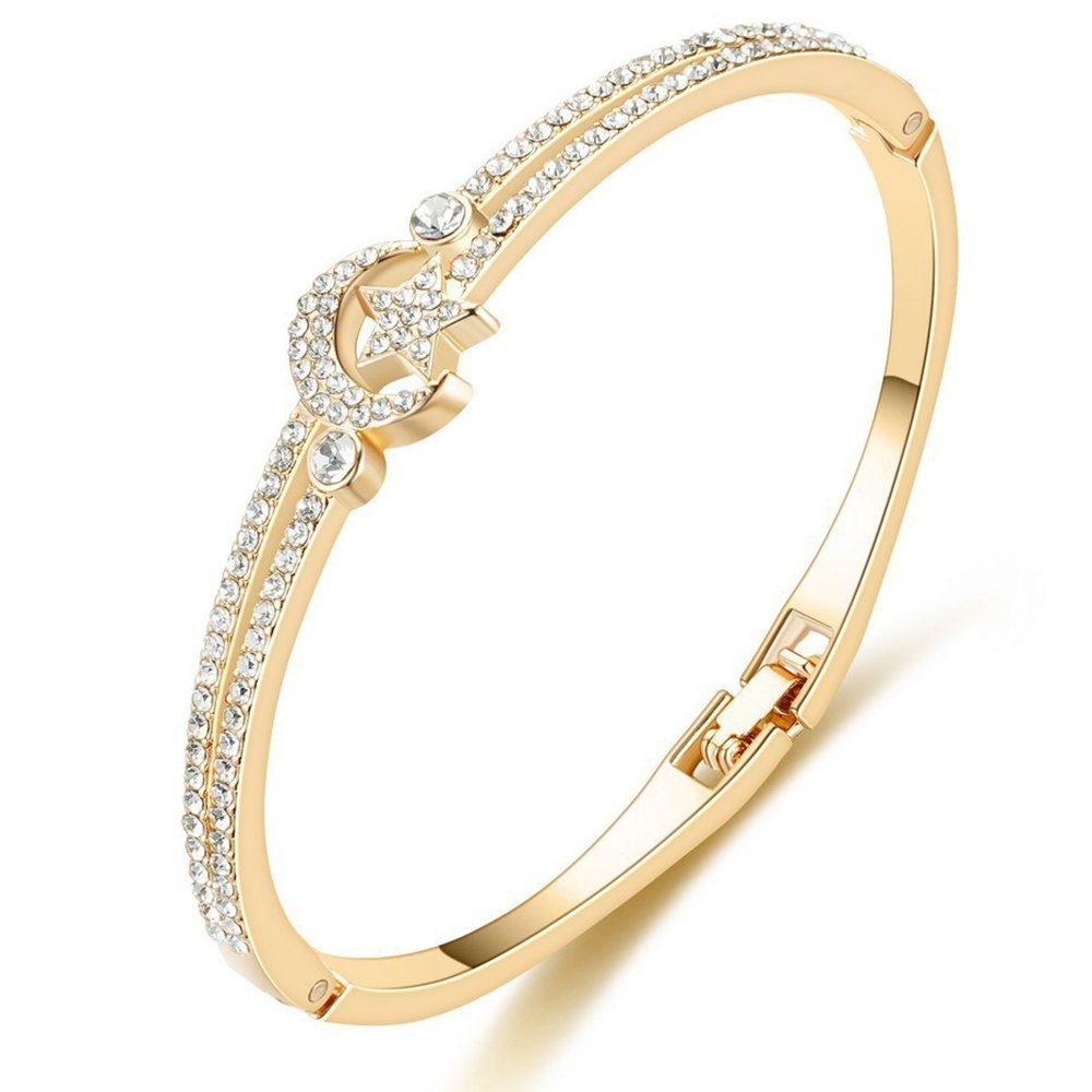 Haiaveng Armkette Diamantarmband, Sterne und Mond Armband, Flash-Diamant-Armband für Frauen, einfaches Mode-Armband