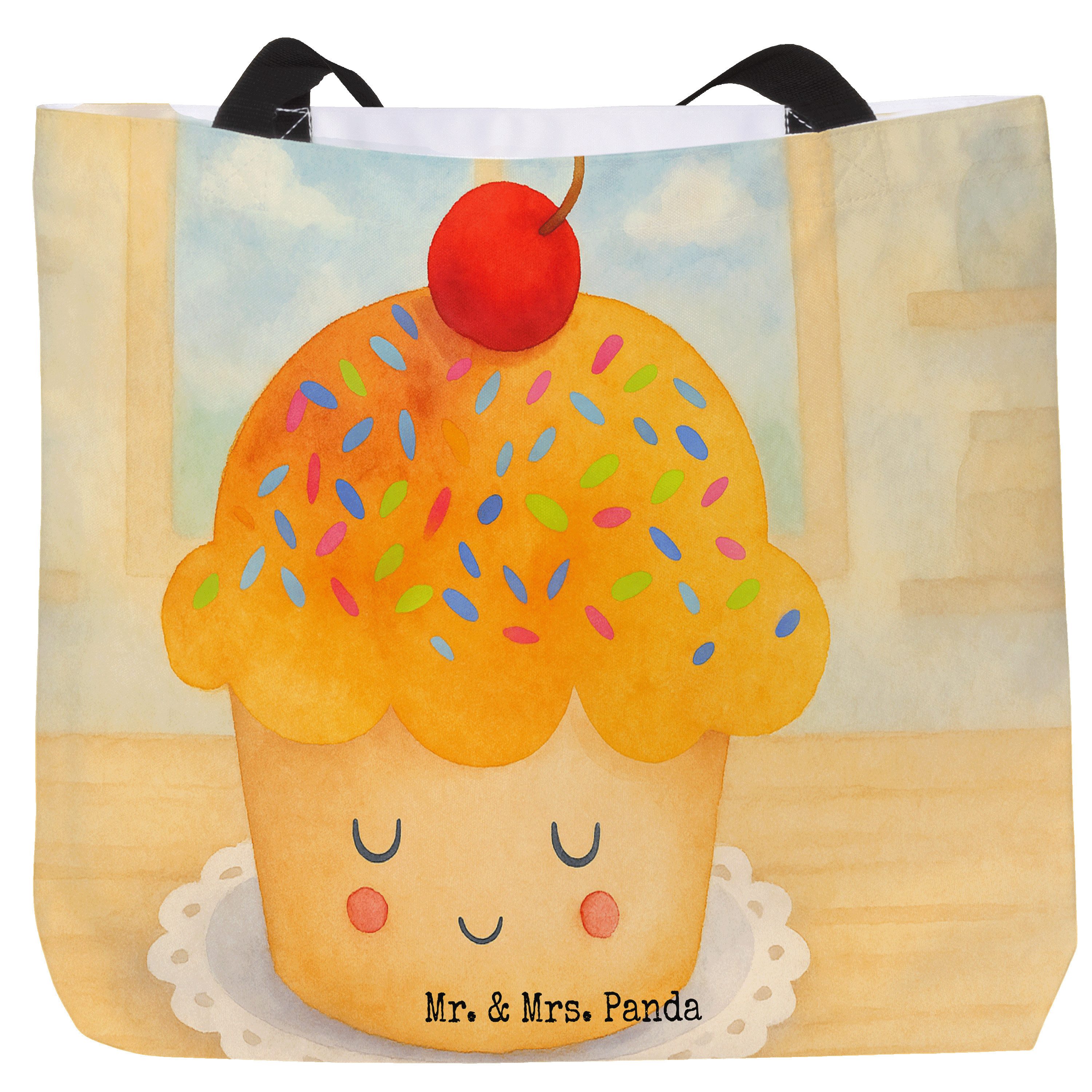Mr. & Mrs. Panda Shopper Cupcake Design, Beutel, Weiß, Motivation Sprüche, Küche Deko, Tote Ba (Packung), Freizeittasche Strandtasche Cupcakes