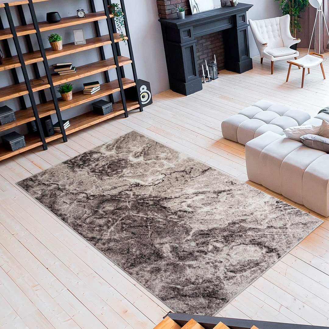 my home Teppich Saniel, rechteckig, Höhe: 9 mm, mit besonders weichem Flor, Kurzflor, Marmor-Optik, Wohnzimmer