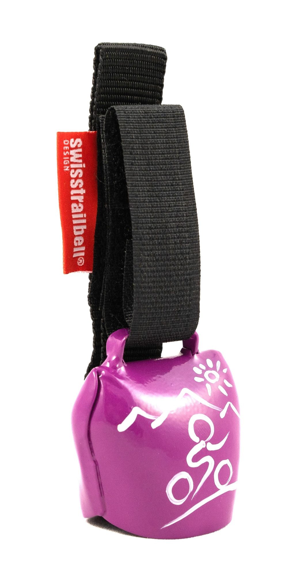 swisstrailbell Fahrradklingel fresh Colour: dark PINK mit weißem Mountainbiker, schwarzes Band