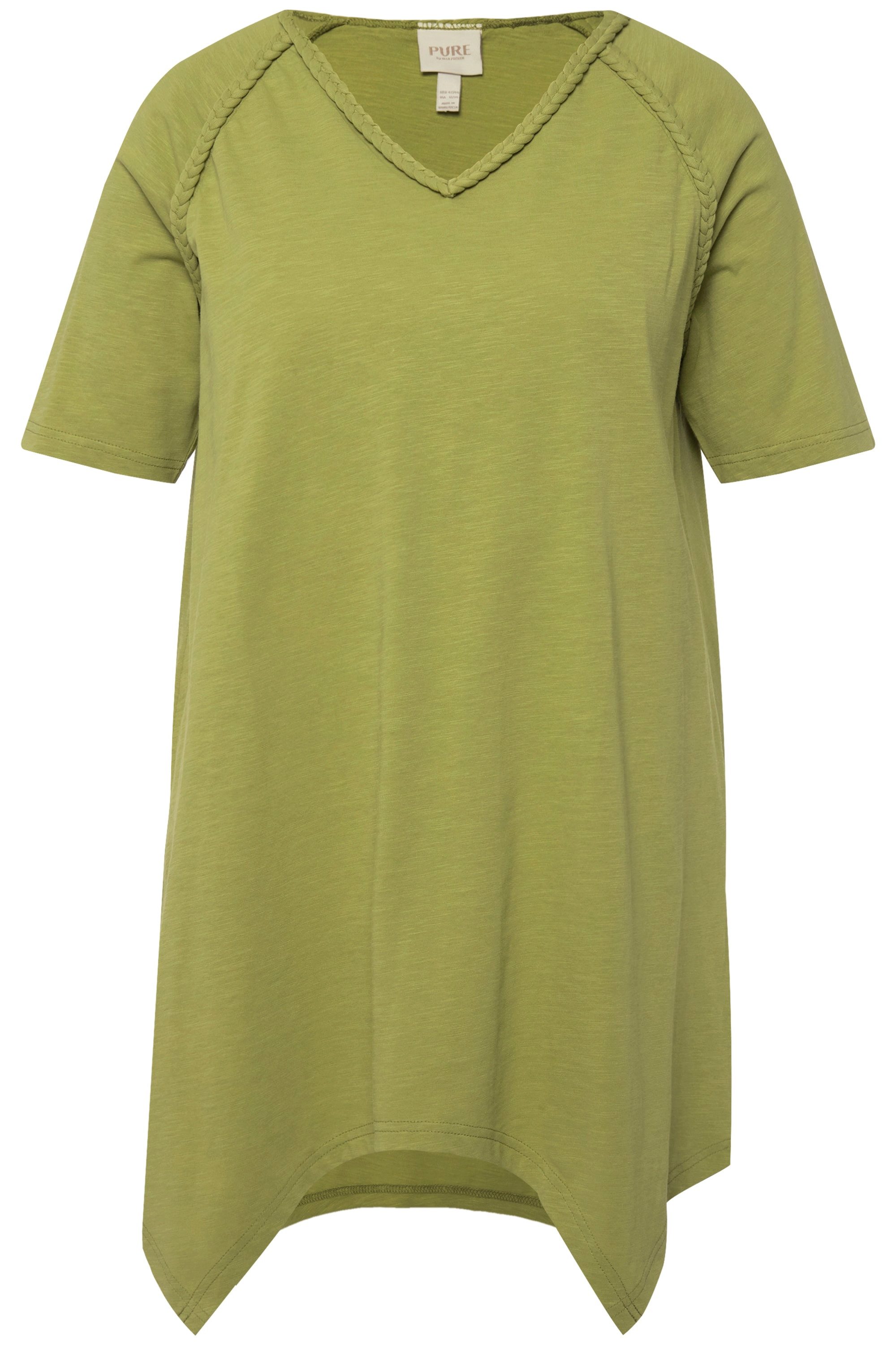 Ulla Popken Longshirt T-Shirt Zipfelsaum V-Ausschnitt günstig online kaufen
