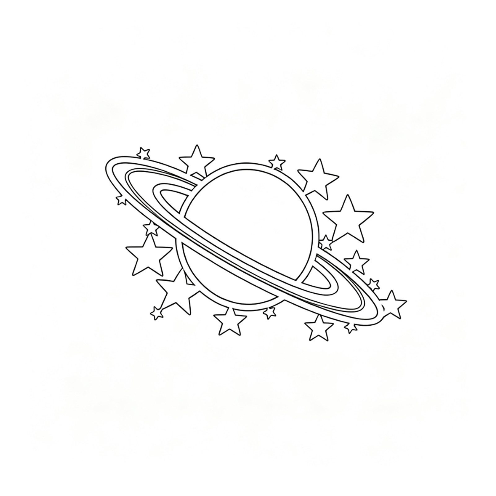 Jumpeak Wanddekoobjekt Wanddekoration mit Saturn und Sternen, Sternenhimmel, Strichkunst, Metall, 4 Farben, 3 Größen, Wanddekoration, Planeten, märchenhaft