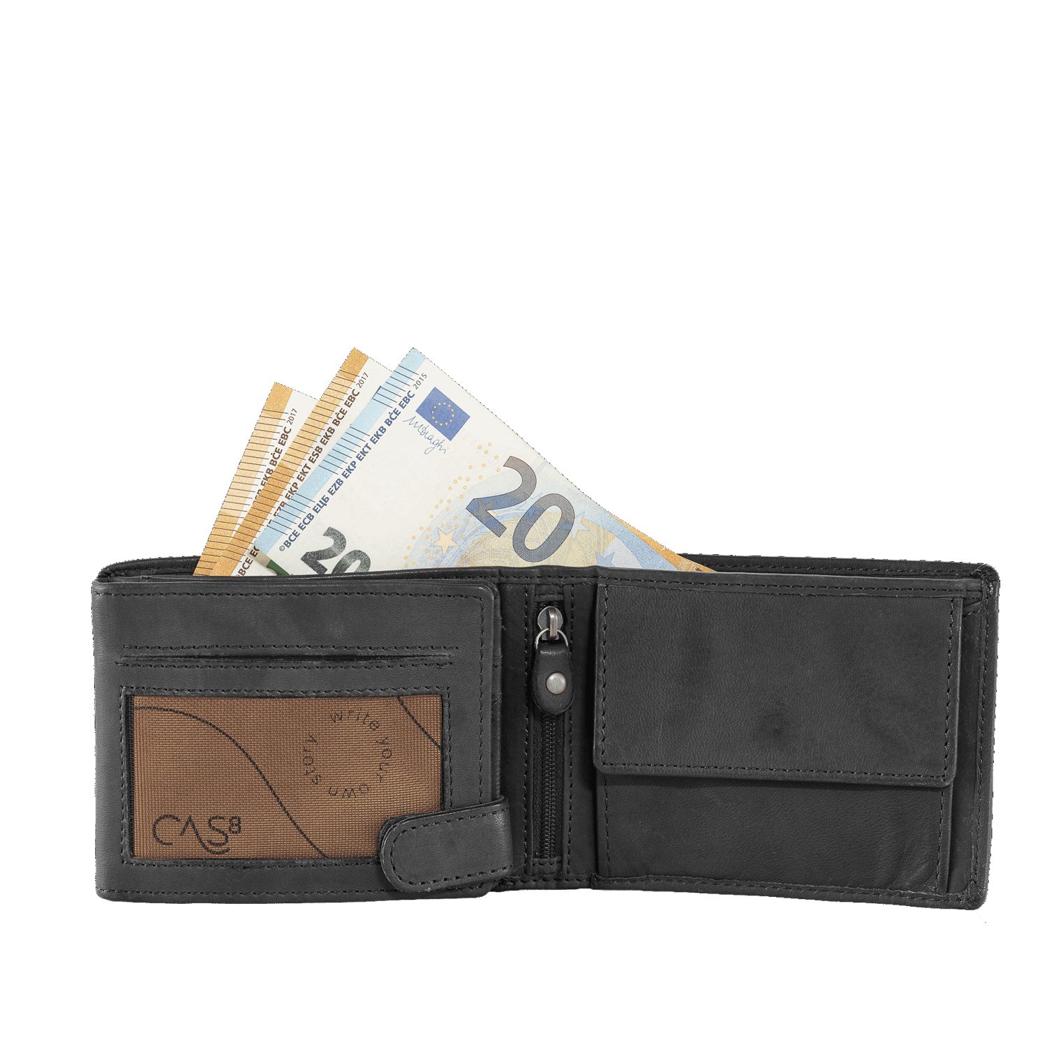 Cas8 Geldbörse Herren - Leder Portemonnaie, RFID Schutz, Portmonee für den Alltag