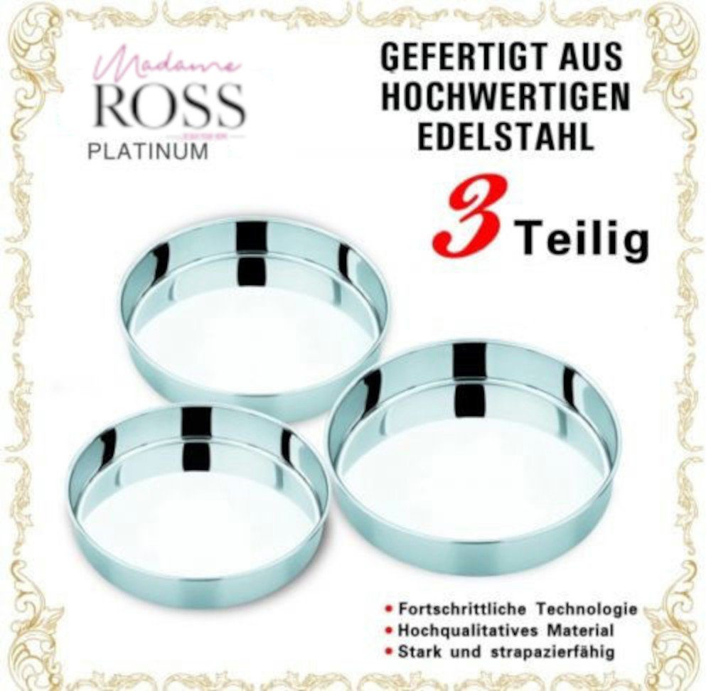 (3- Allzweck ROSS tlg) Tablett Servi, Hochwertigen 3tlg Edelstahl Madame Back-Set