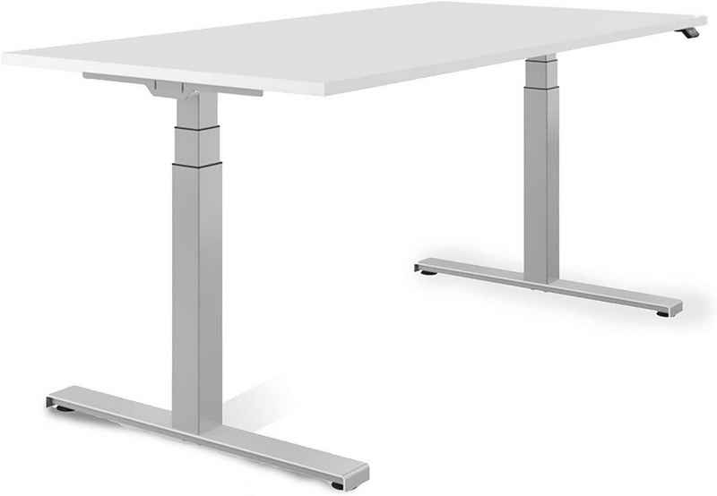 Schaff Schreibtisch »Schaff Schreibtisch elektrisch höhenverstellbar - Tischplatte Weiss mit Gestell "YOU" silber«, Breite 120, 140, 160, 180 verfügbar