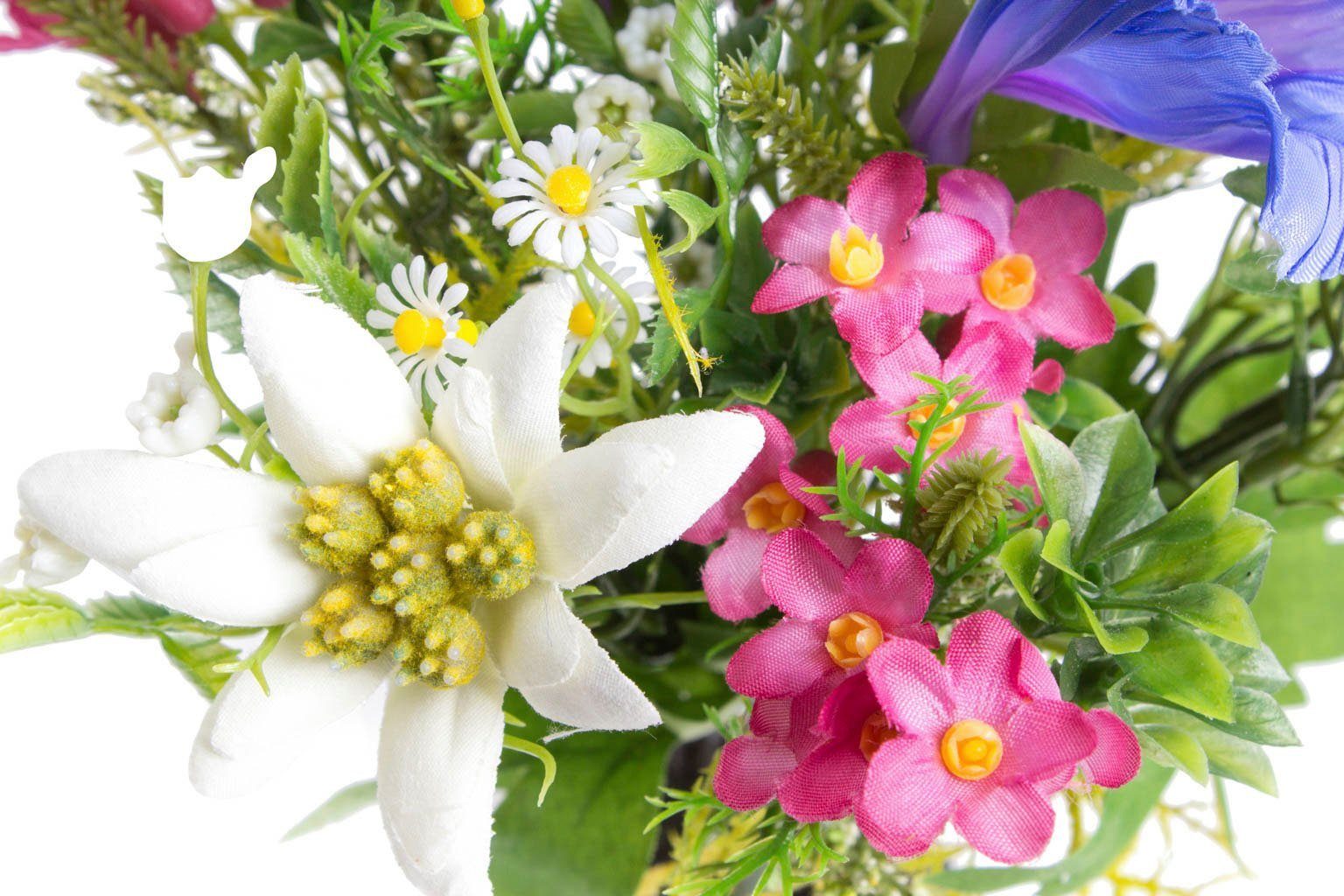 Kunstblume »Edelweiß-Enzian-Alpenrosenstrauß« Alpenblüten, Botanic-Haus, Höhe 22 cm-kaufen