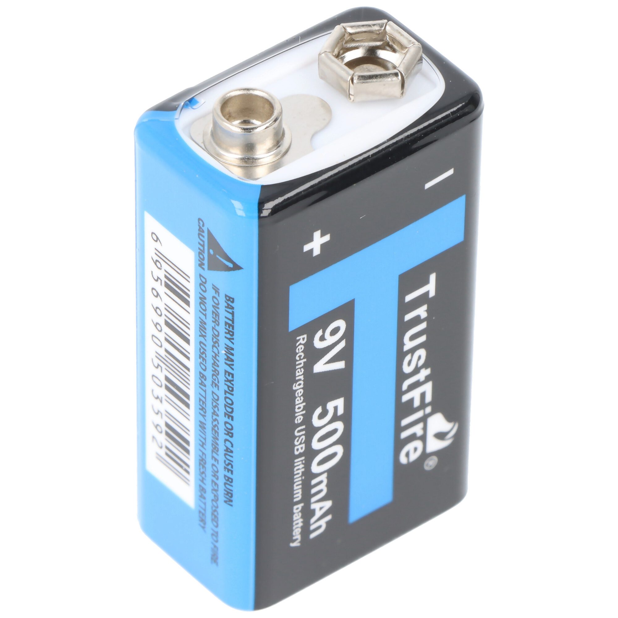 Trustfire 7,4 Volt 9V-Block 6LR61 6F22 7.4V 550mAh BMS geschützt mit USB Ladefu Akku 550 mAh (7,4 V)