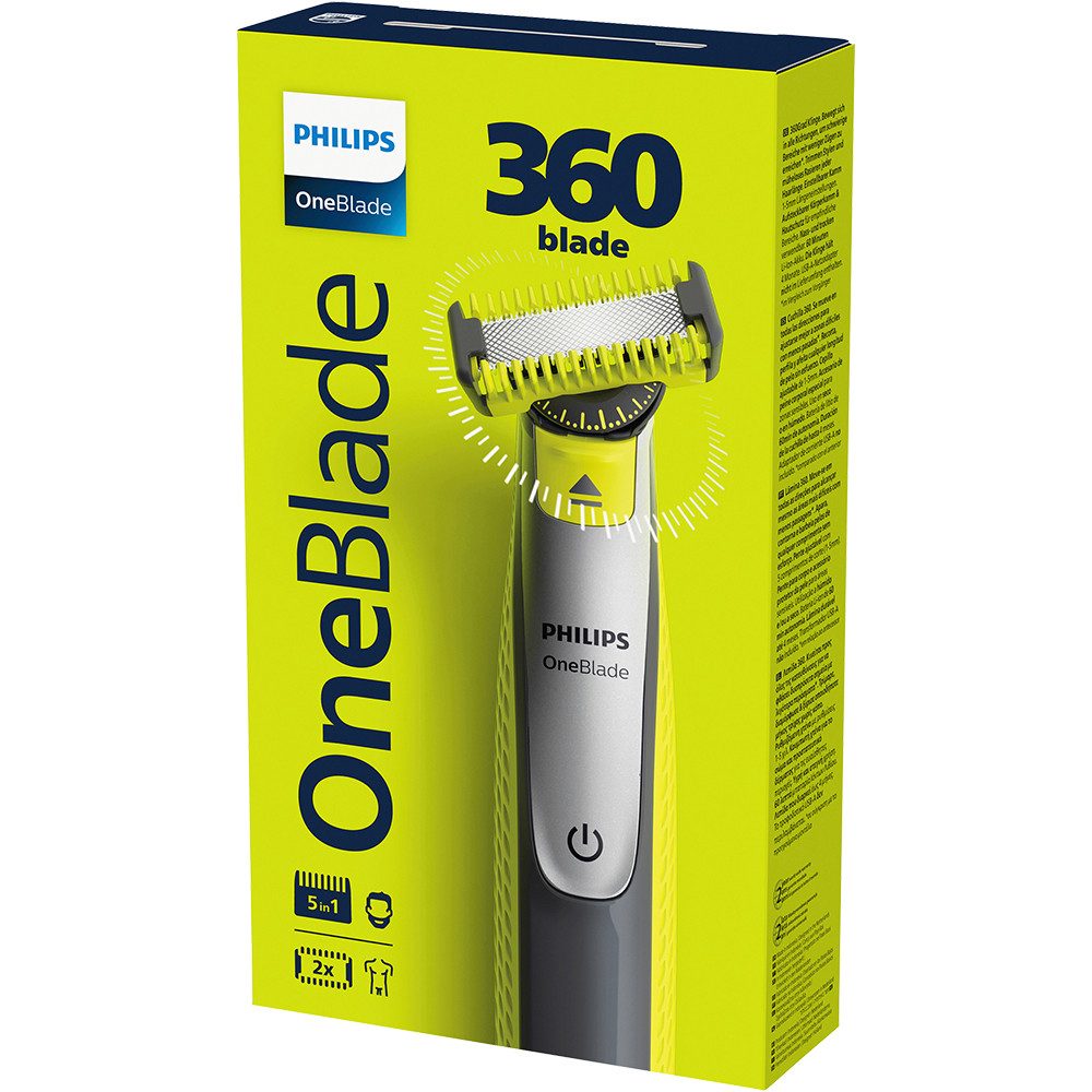 Philips Elektrorasierer OneBlade 360 Face+Body, Aufsätze: 3, QP2834/20 - Nass und trocken einsetzbar