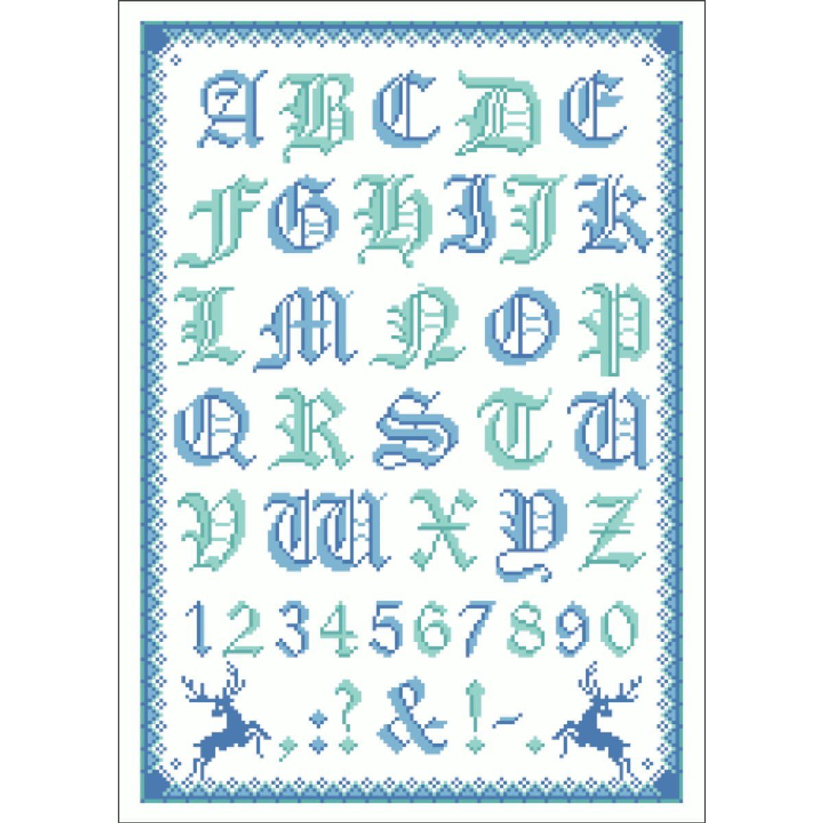 Lindner´s Kreuzstiche Kreativset Lindner´s Kreuzstiche Zählmuster Vorlage "Folklorealphabet eisig", 00, (embroidery kit by Marussia)