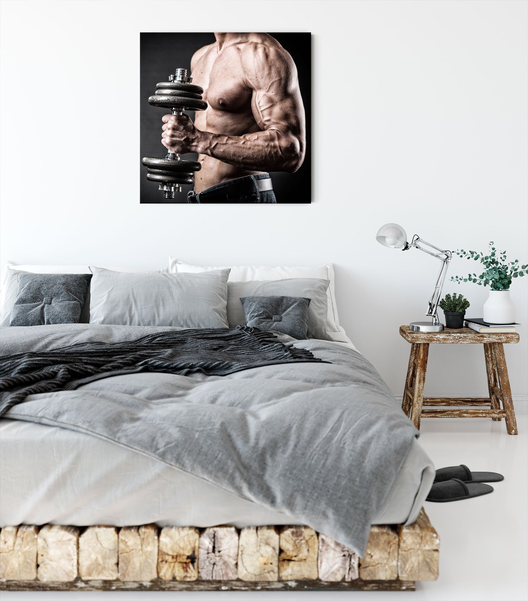 fertig Bodybuilding, Zackenaufhänger Bodybuilding Leinwandbild bespannt, St), inkl. Pixxprint Leinwandbild (1