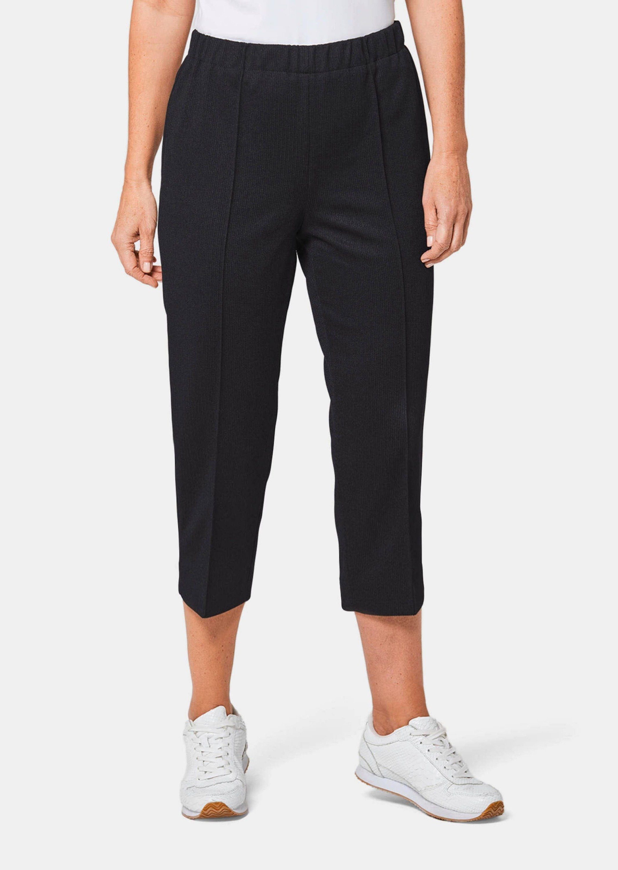 GOLDNER Caprihose Kurzgröße: Sportive 7/8-Hose mit Biesen Stoffhose mit Sch günstig online kaufen