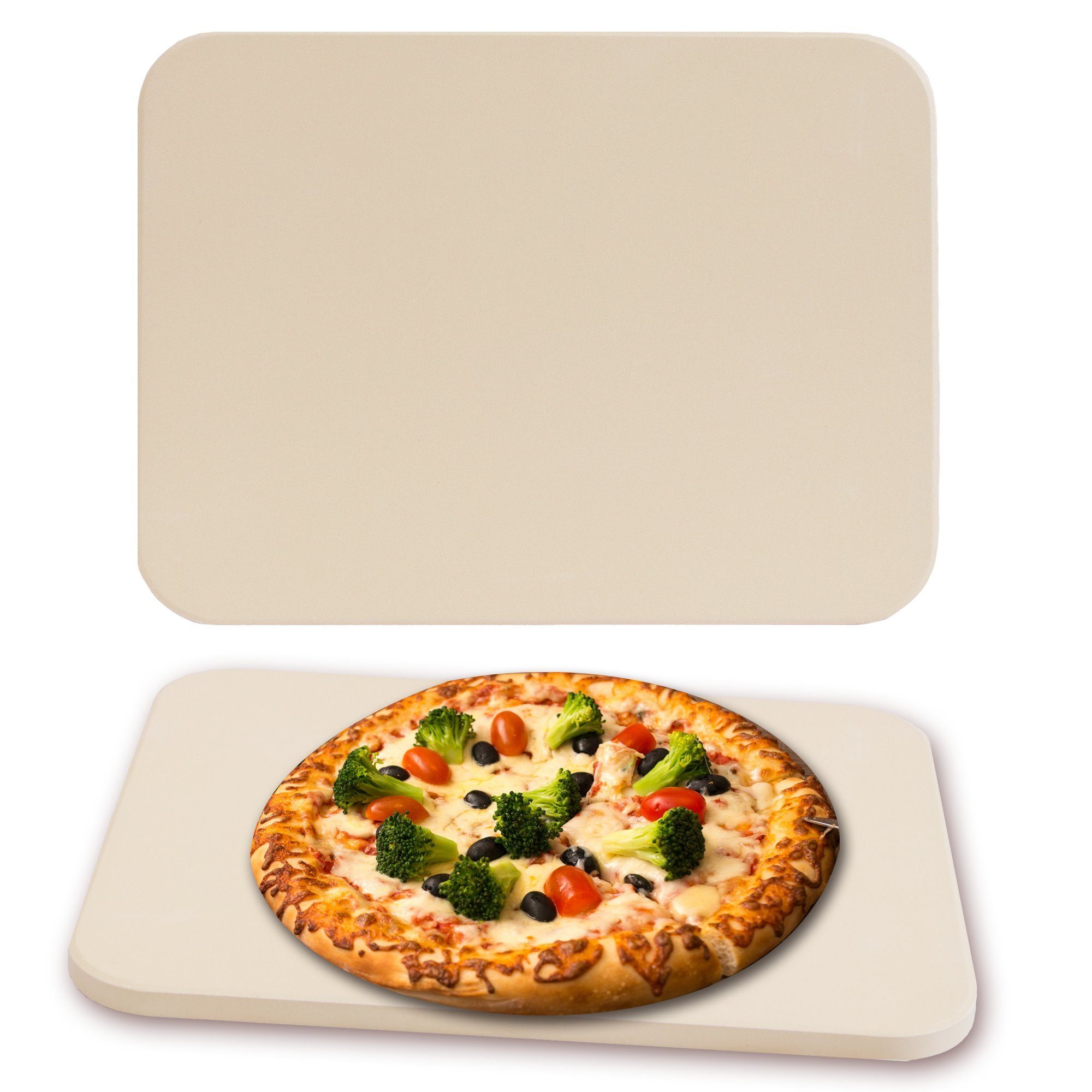 Mucola Pizzastein Pizzastein Brotbackstein Steinofen Cordierit 30x38 CM Beige Gasgrill, Cordierit, (Stück, 1-St., Premium-Pizzastein), Geruchlos, nicht verformend