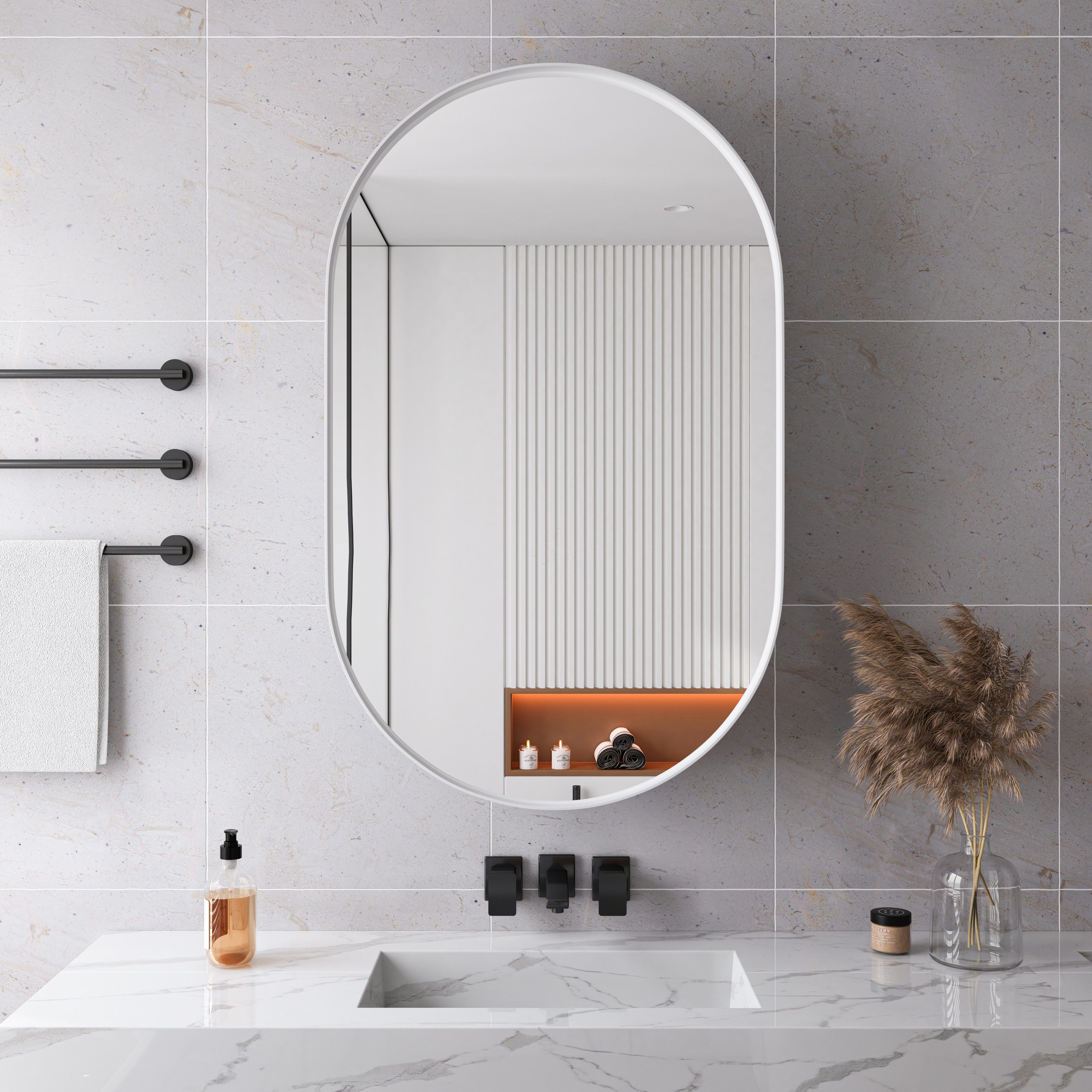 Celya Badezimmerspiegelschrank Hängeschrank mit Metallrahmen, Einbau-Medizi günstig online kaufen