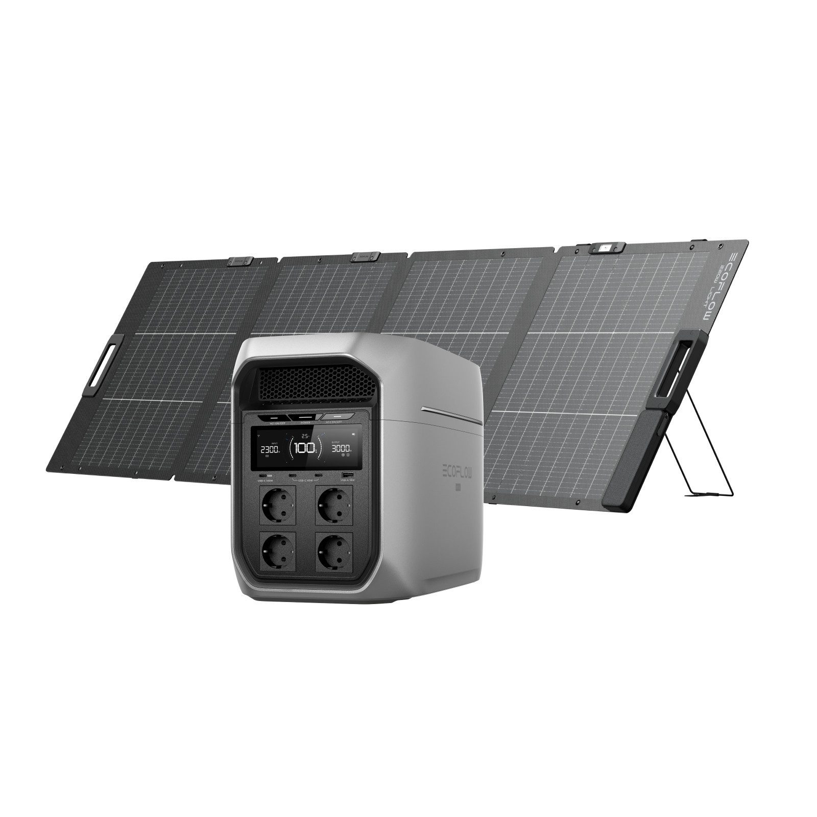 Ecoflow ECOFLOW Delta 3 Max Plus tragbare Powerstation 2 048 Wh Powerstation 3 000 W AC-Ausgang 0–80% Ladung in 47 Min, erweiterbar auf 10 kWh, LiFePO4 Batterie, 10 ms USV-Backup