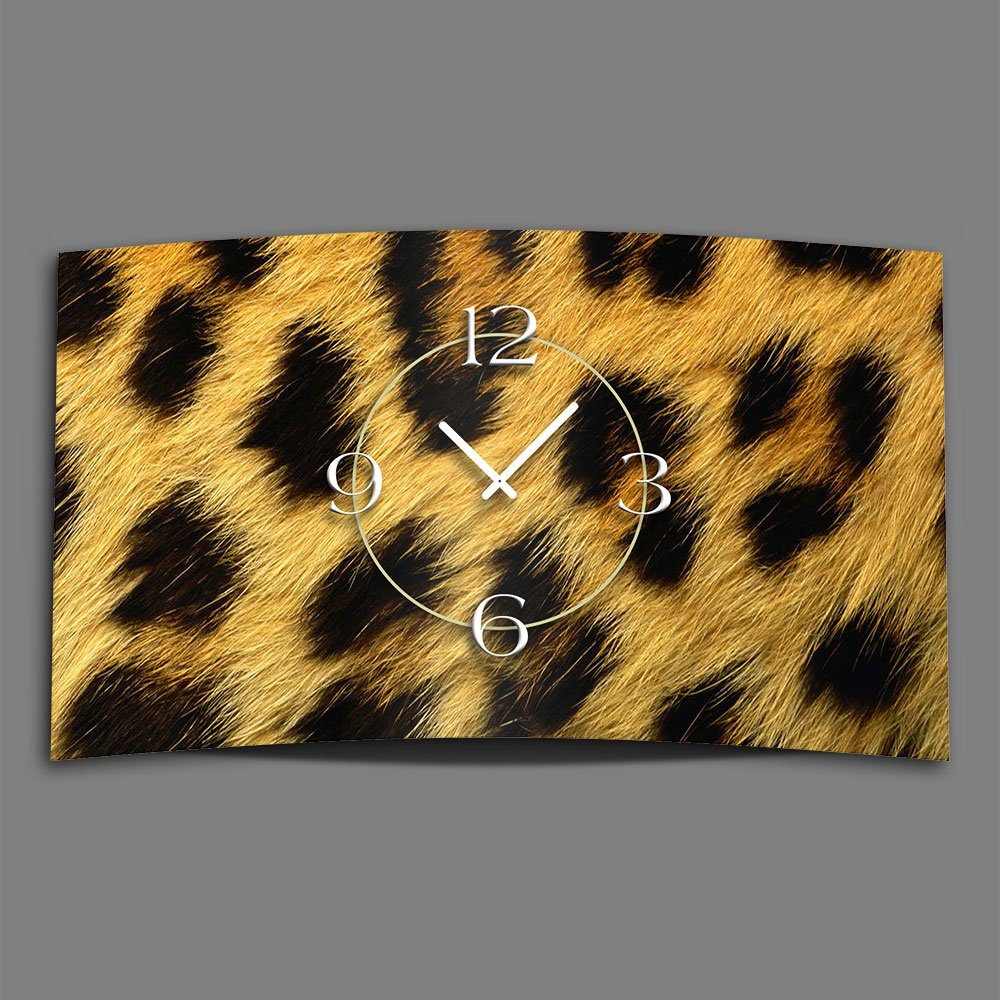 dixtime Wanduhr Leo Fell Animalprint Designer Wanduhr modernes Wanduhren Design leise (Einzigartige 3D-Optik aus 4mm Alu-Dibond)