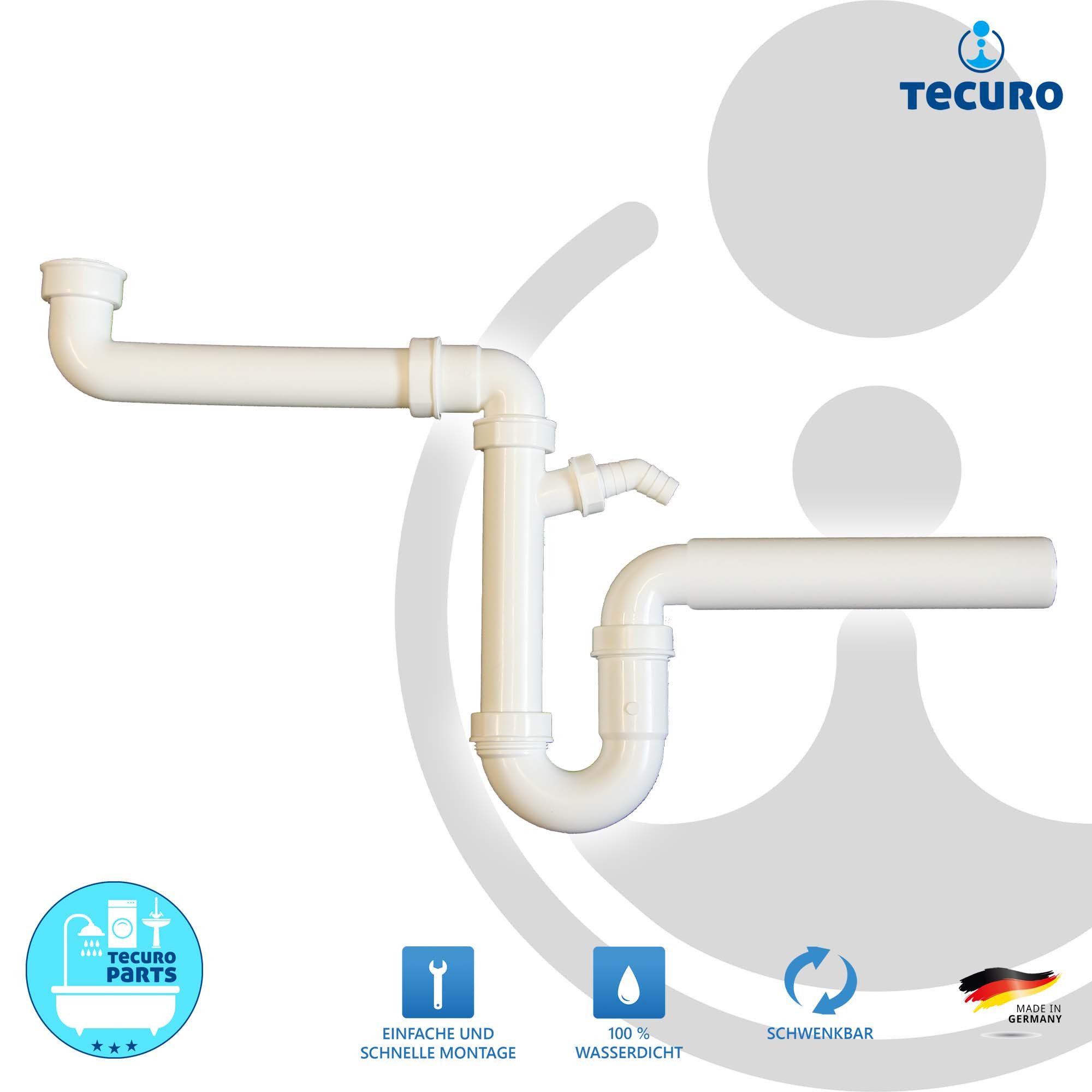 tecuro Siphon Raumspar-Ablaufgarnitur für Spülen, 1 günstig online kaufen