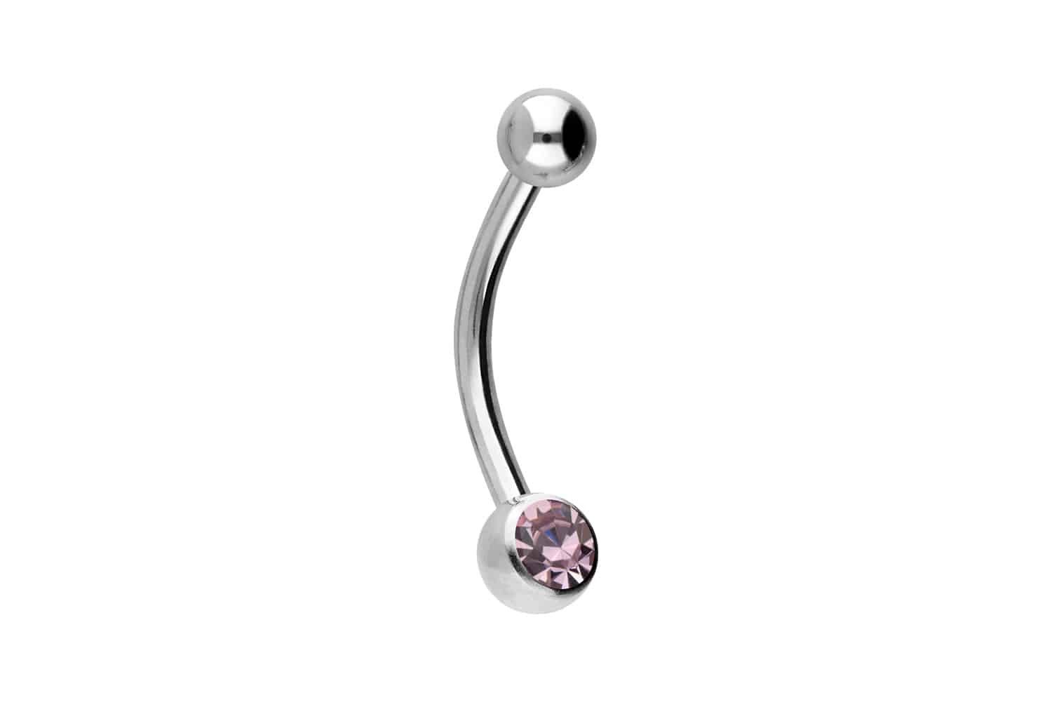 PIERCINGLINE Bauchnabelpiercing Chirurgenstahl Mini Bananabell KRISTALL (Bananabells, 1-tlg)