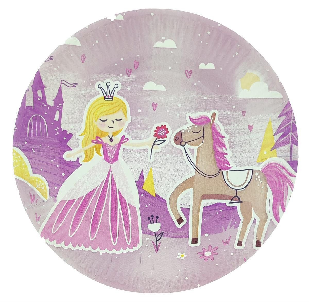 PAPSTAR Pappteller 10 Pappteller Prinzessin, rund 230mm, bunt für Kinderparty, (10 St), Pappteller Geburtstagsteller Partyteller Pappgeschirr