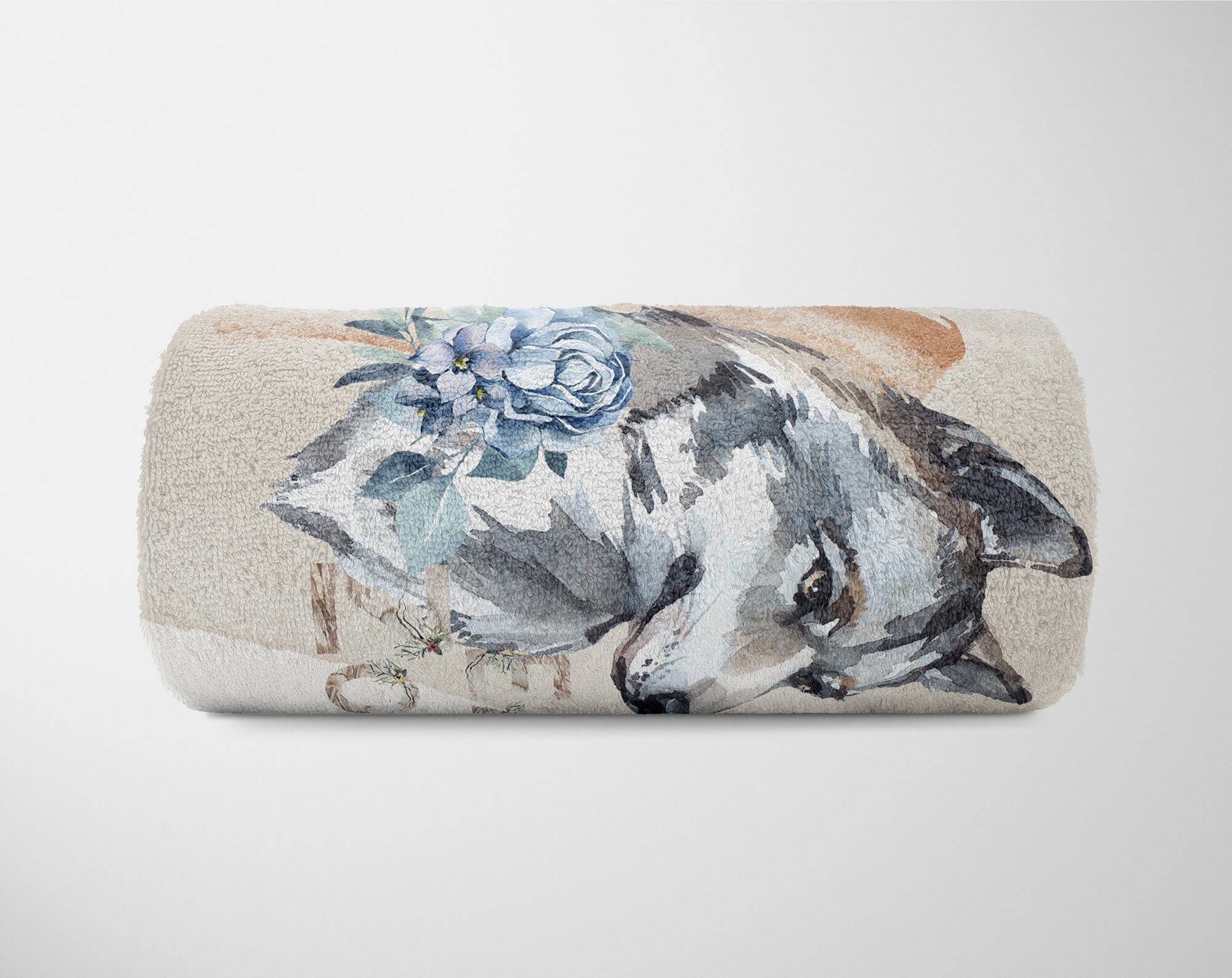Handtuch Art Kuscheldecke Wolf Baumwolle-Polyester-Mix Kunstvoll, Blume Sinus Handtücher Handtuch Saunatuch Strandhandtuch (1-St),