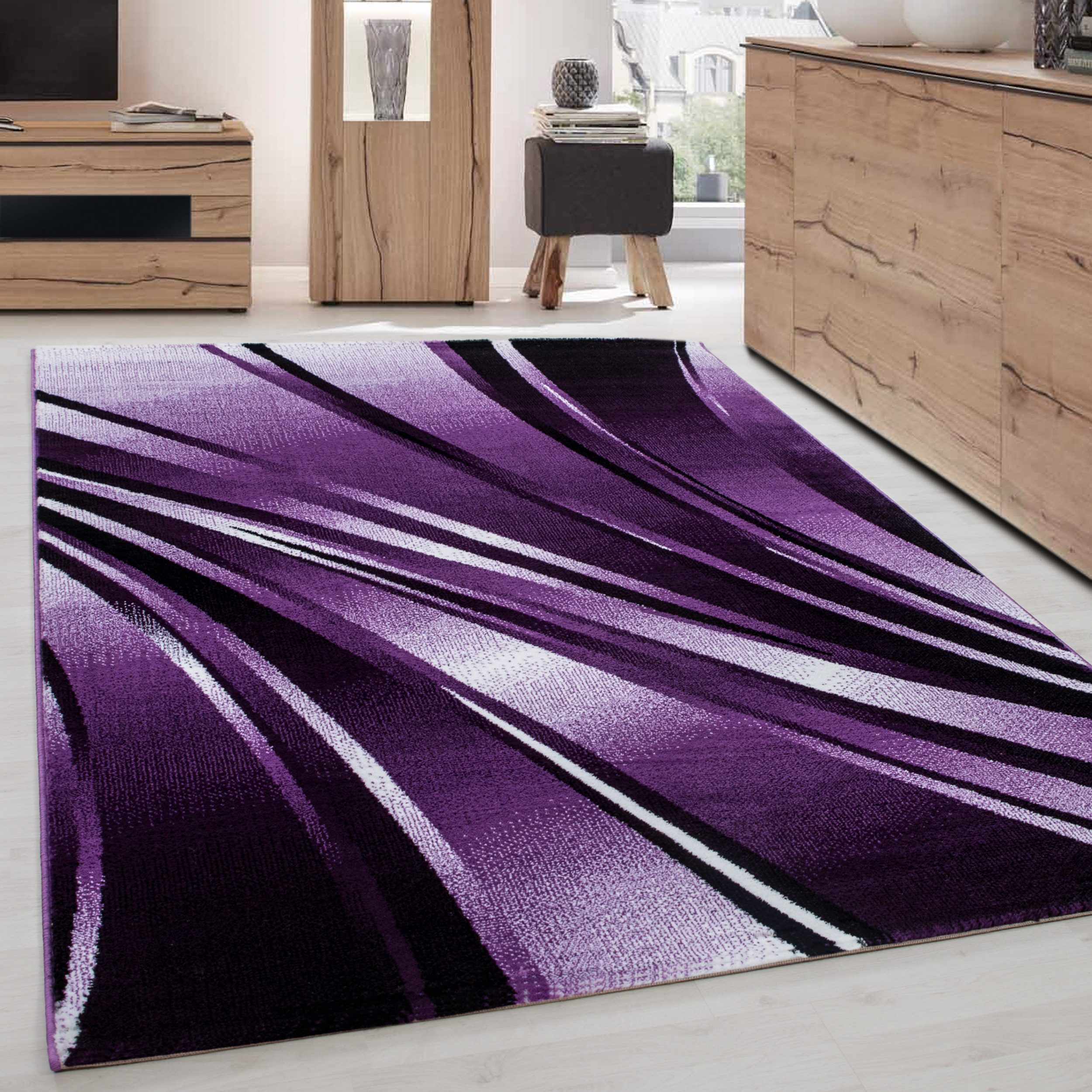 Designteppich Abstrakt Wellen Design, Carpettex, Rechteckig, Höhe: 12 mm, Kurzflor Teppich Wohnzimmer Abstrakt Wellen Design versch. größe