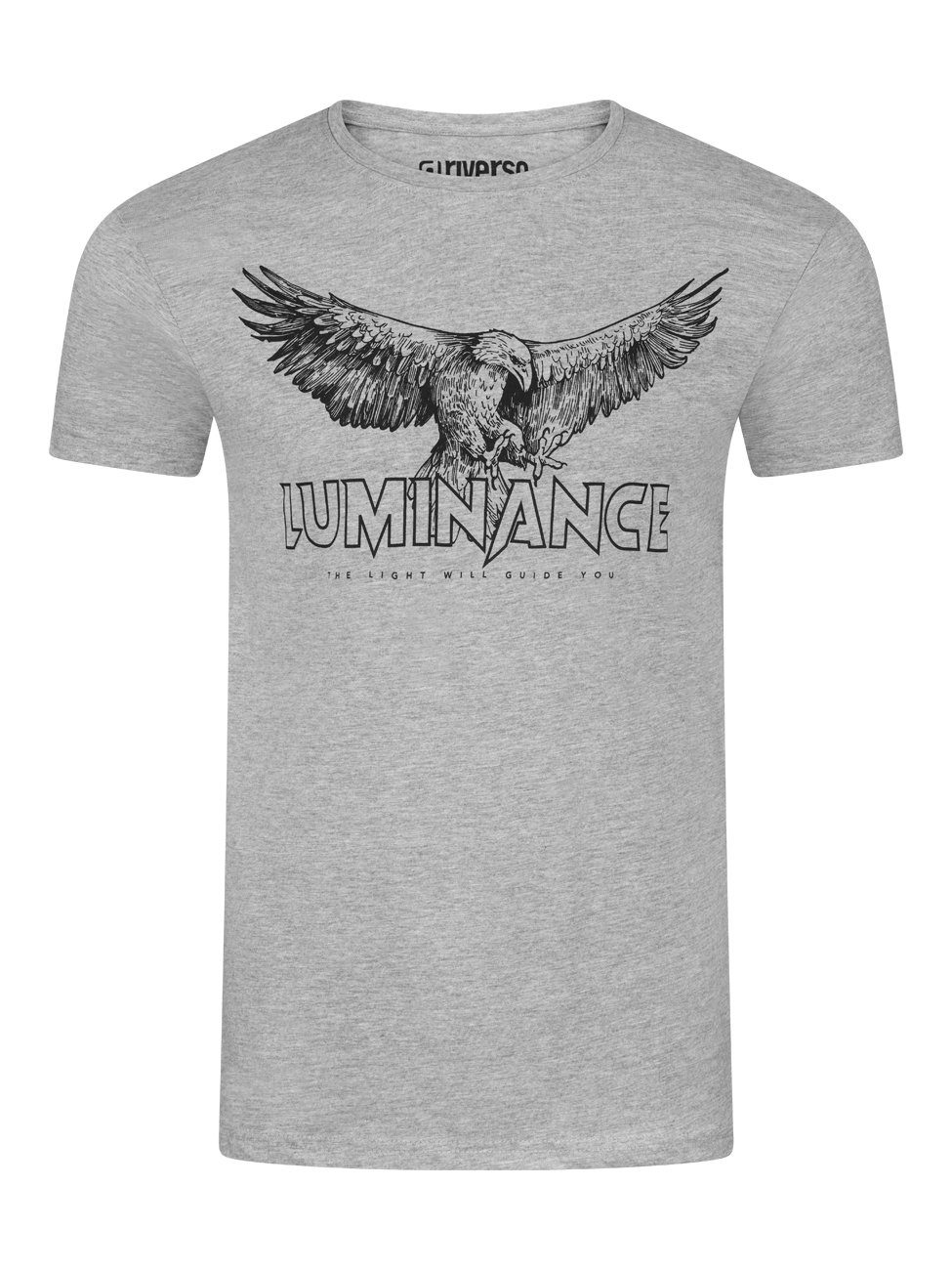 riverso T-Shirt Herren Printshirt RIVLeon Regular Fit (1-tlg) Kurzarm Tee Shirt mit Rundhalsausschnitt aus 100% Baumwolle Grey Melange Standard 1 (SJD)