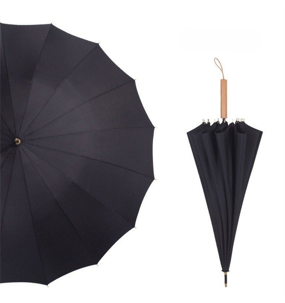 Rouemi Stockregenschirm Stockregenschirm,Vollautomatischer überdimensionaler Schirmaufsatz Schwarz