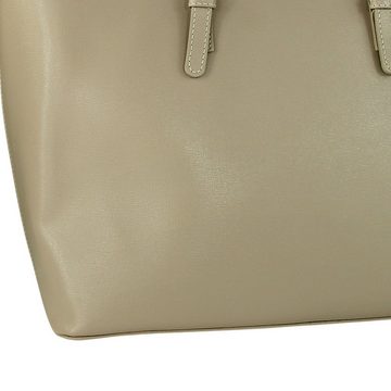 Toscanto Schultertasche Toscanto Damen Schultertasche Shopper (Schultertasche), Damen Schultertasche, Shopper, Leder helltaupe, grau, Größe ca. 43cm