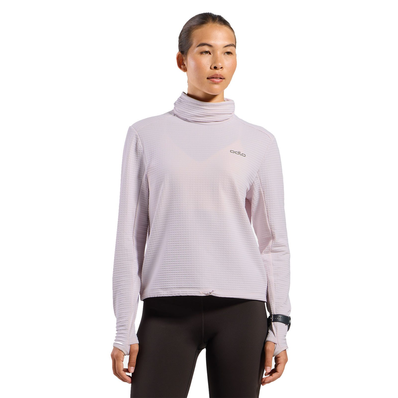 Odlo Langarmshirt Essentials Thermal Laufshirt mit Rollkragen Lady 316021-31800 Mit Halswärmer aus leichtem Grid-Fleece