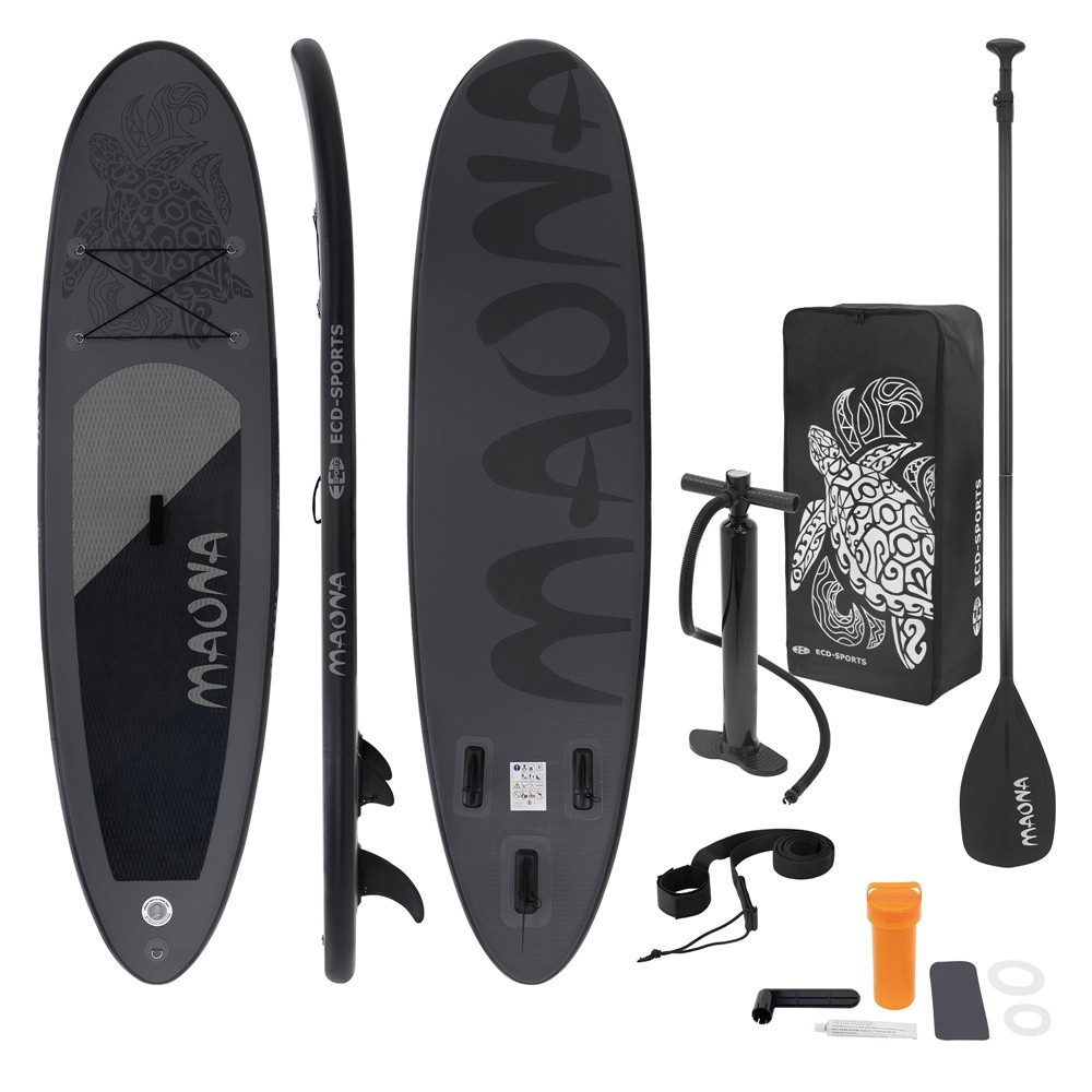 ECD Germany SUP-Board Stand Up Paddle Board aus PVC Maona Paddling Board, Stand-Up Paddle-Board, 308 cm SUP 120 kg schwarz aufblasbar 10 cm Drop-Stitch inkl Zubehör