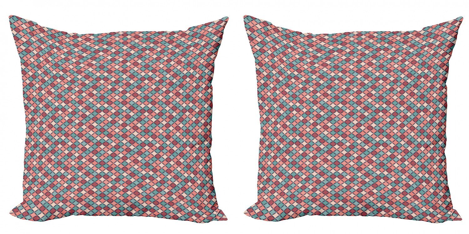 Kissenbezüge Modern Accent Doppelseitiger Digitaldruck, Abakuhaus (2 Stück), Geometrisch Retro Style Checkered