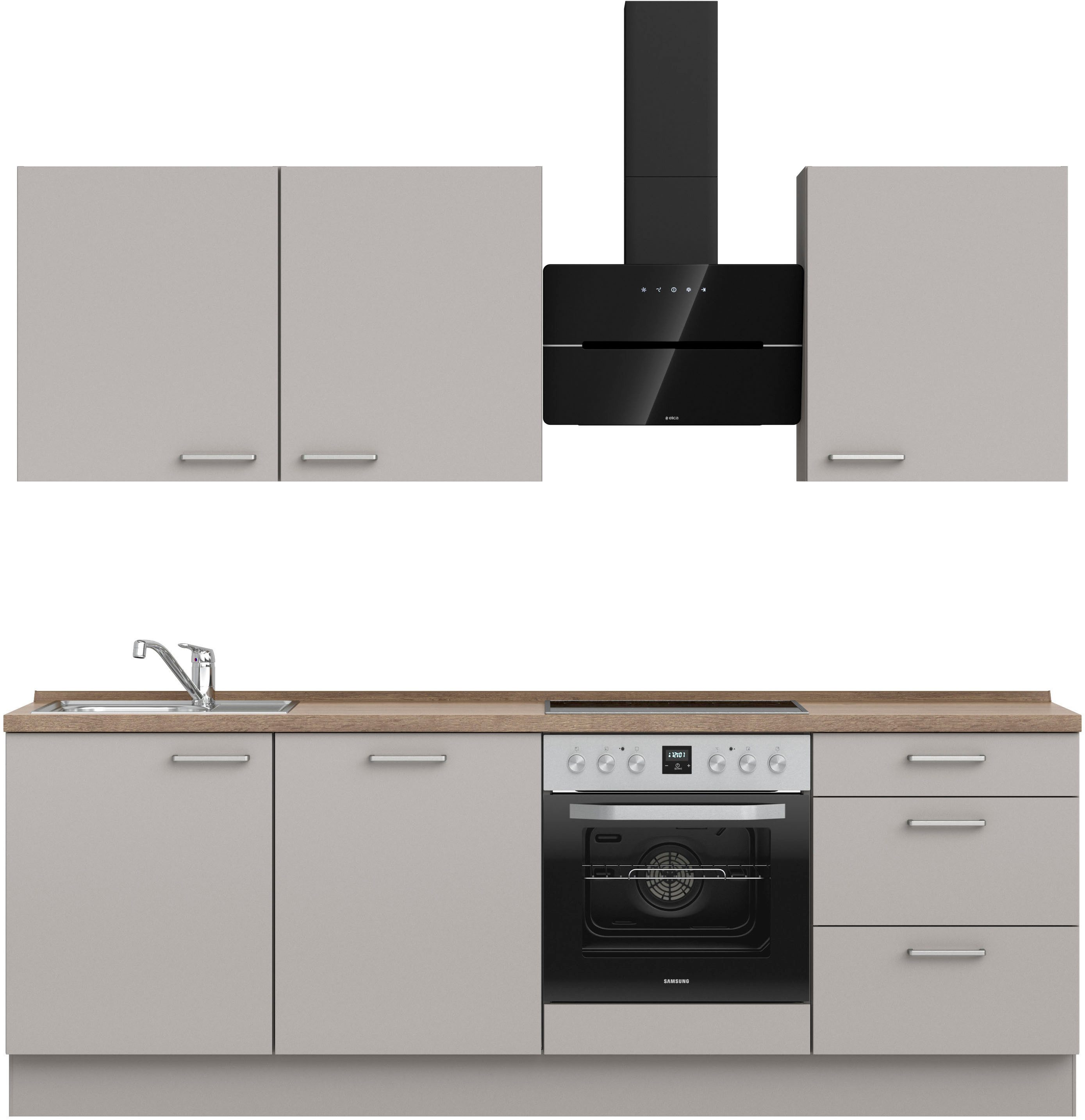 nobilia® Küchenzeile "Touch premium", vormontiert, Ausrichtung wählbar, Breite 240 cm, mit E-Geräten