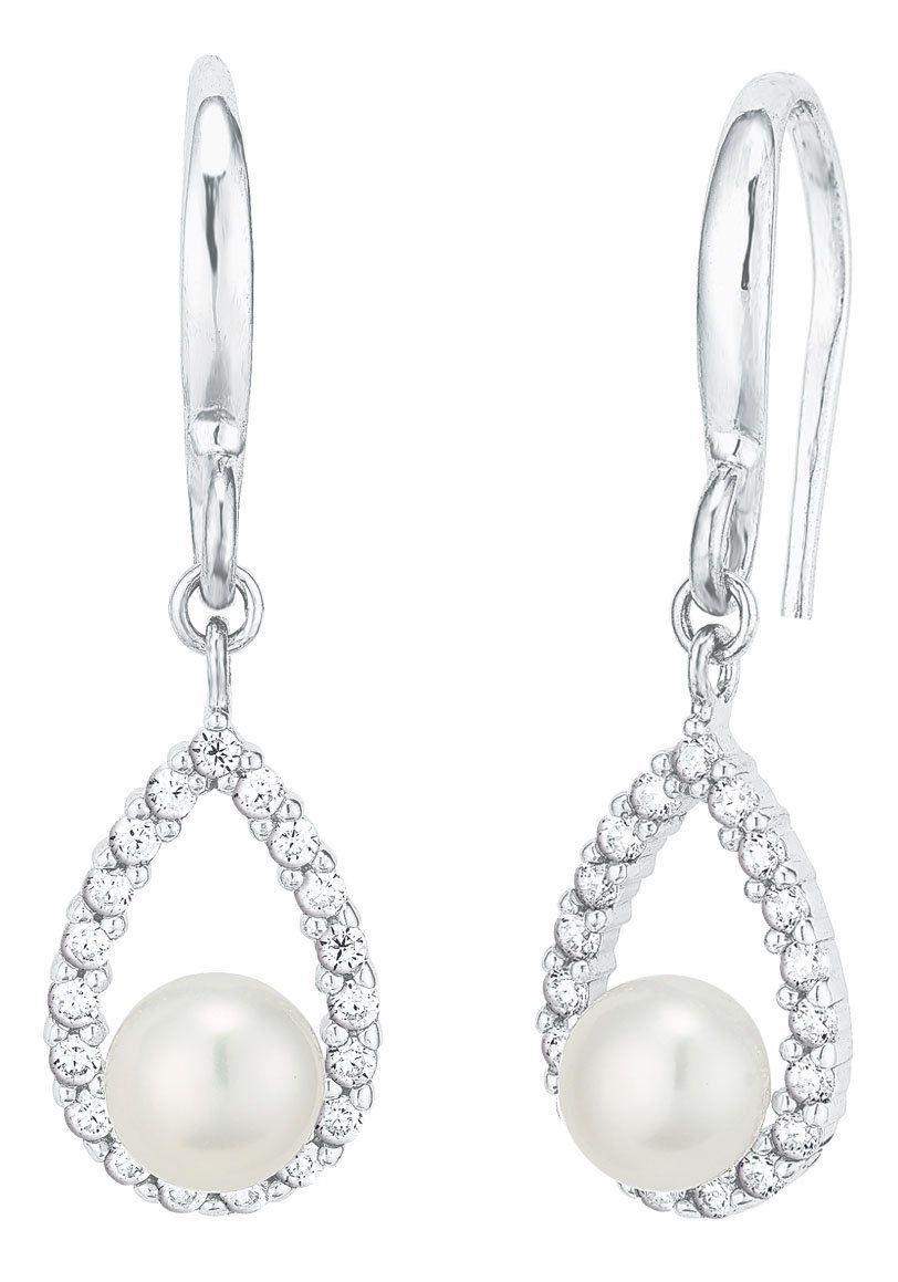 Amor Paar Серьги-крючки Tropfen, mit Zirkonia (synth) - mit Süßwasserzuchtperle