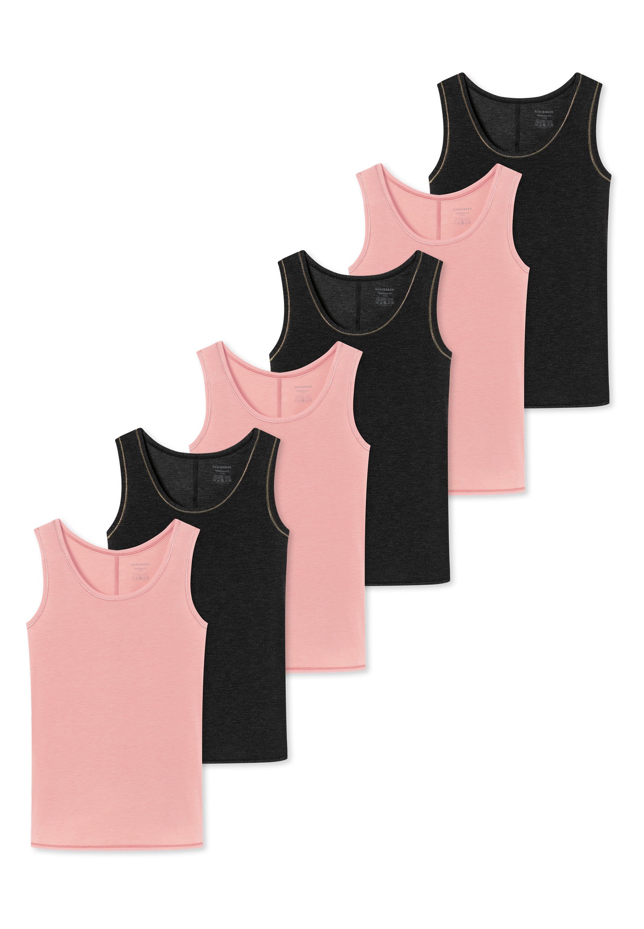 Seitennähte 6er Girls störende Personal Pack Tanktop Schiesser - Unterhemd / Unterhemd 6-St) Teens Fit Ohne (Spar-Set,