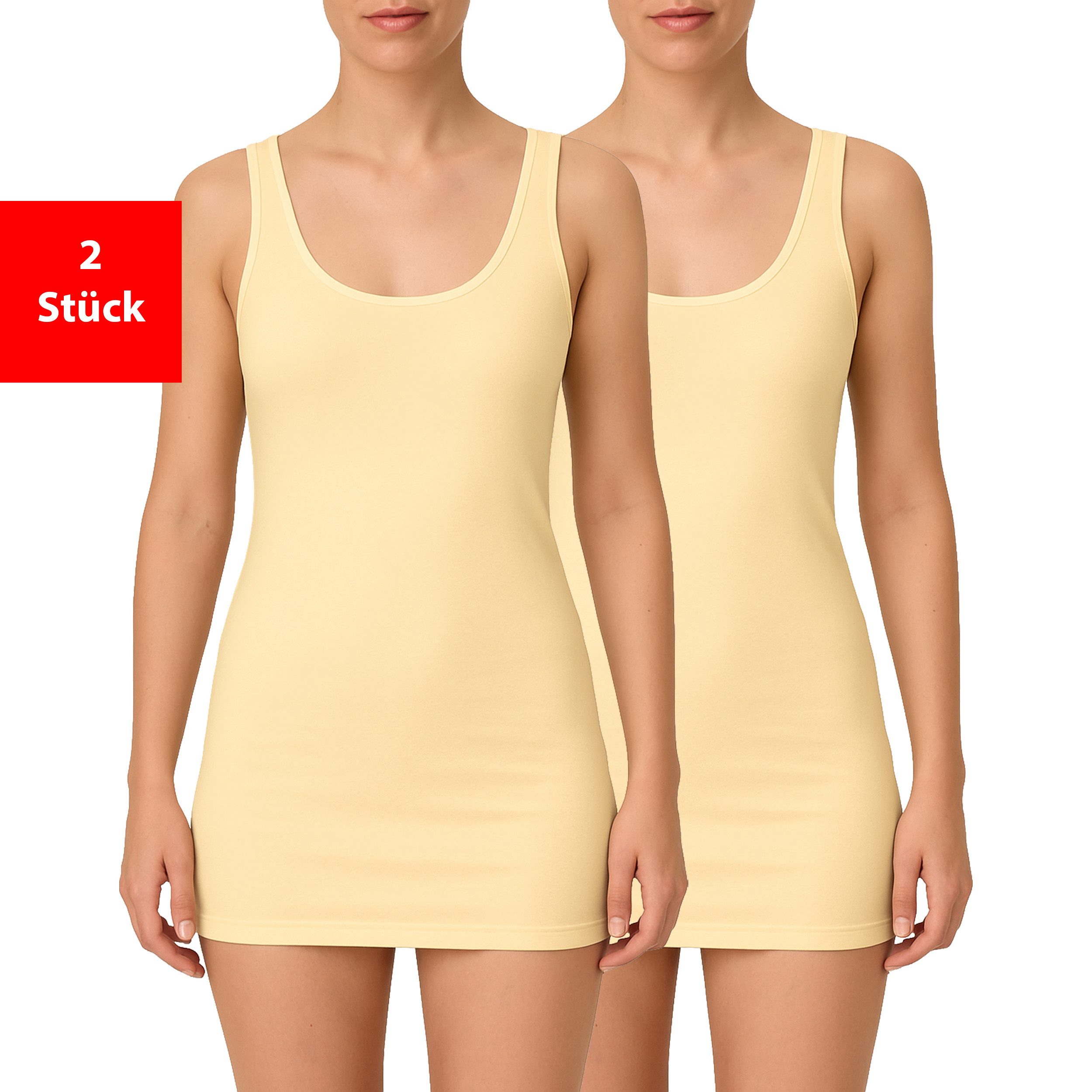 Fashionschmiede Unterhemd Damen Achseltop aus 100 % Baumwolle im praktischen 2er & 4er Pack (Packung, 2-St., 2er-Pack) Weiche Baumwollqualität im praktischen Mehrfach-Pack