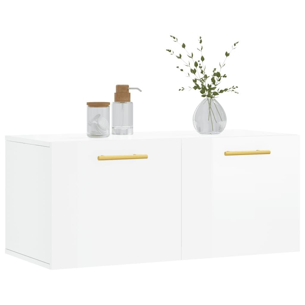 vidaXL Hängeschrank Wandschrank Hochglanz-Weiß 80x36,5x35 cm günstig online kaufen