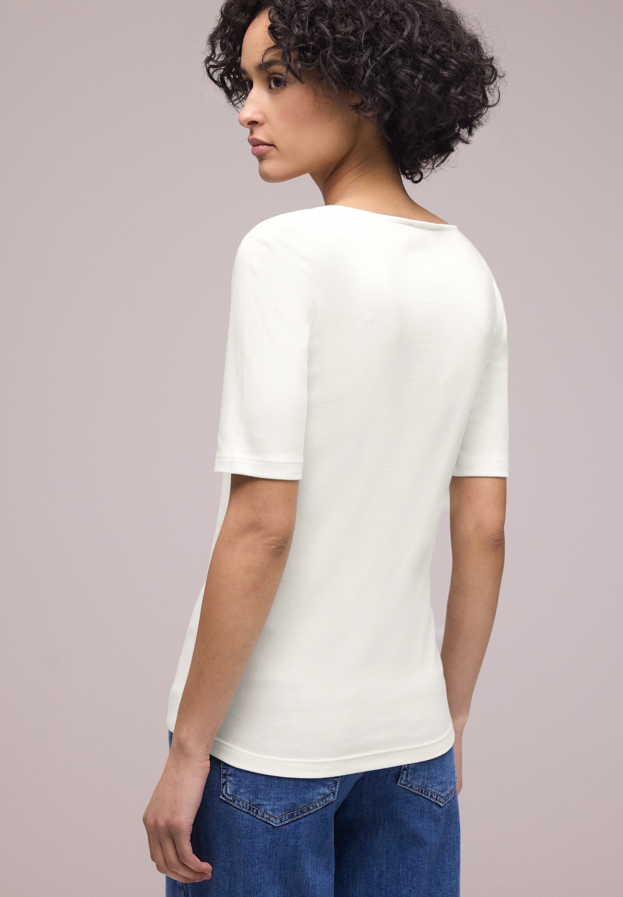 STREET ONE Kurzarmshirt Style Ada Sommershirt mit Herz-Ausschnitt