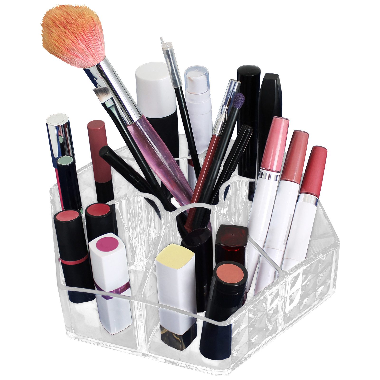 Make-Up Organizer Kosmetik-Organizer mit 7 Fächern, Aufbewahrung Pinselhalter Beautybox Schmuck Halter Ständer Regal Box