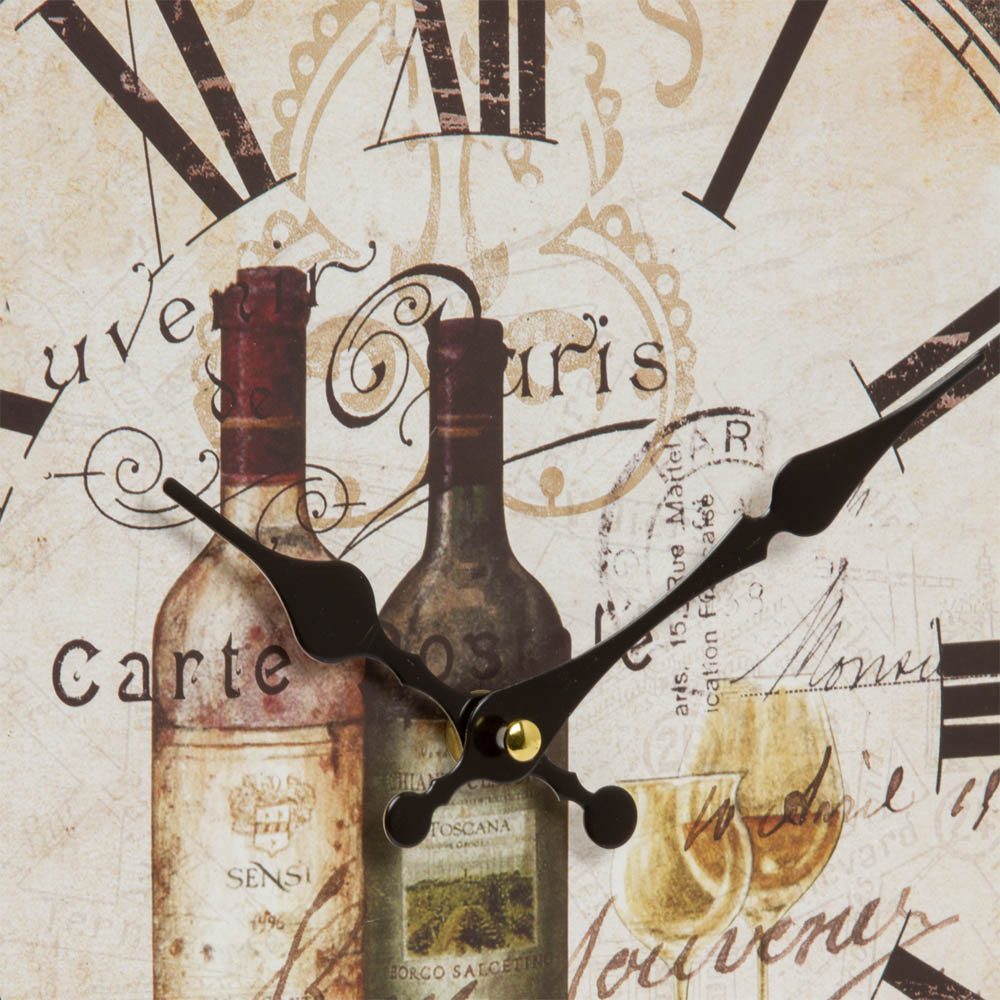 Myflair Möbel & Accessoires Wanduhr Wanduhr VINO creme weiß Weinflaschen shabby chic D34cm Uhr im Landhaus