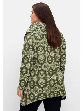 Sheego Sweatshirt Große Größen mit Ornamentdruck und Zipfelsaum
