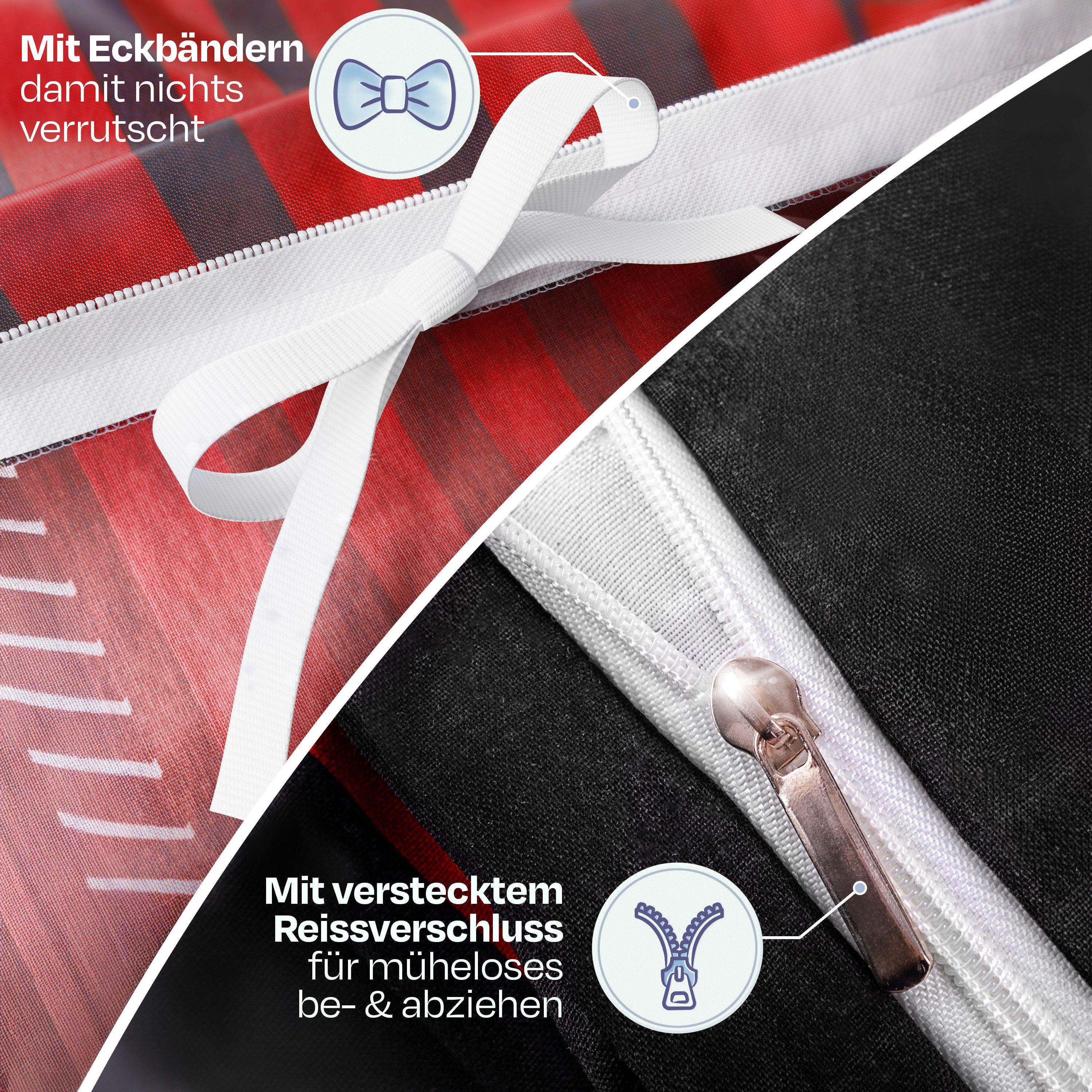 Sentidos Bettwäsche Set 135x200cm 4teilig %100 Baumwolle, Baumwolle, 2 teilig, mit Reißverschluss, geeignet für Winter oder Sommer – Bild 2 von 5