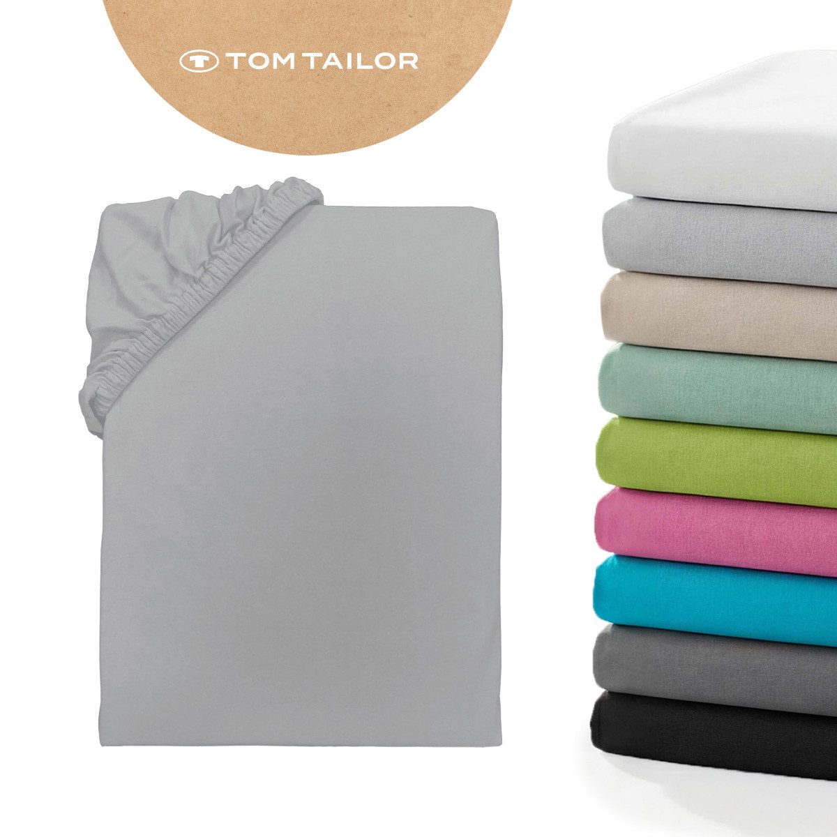 TOM TAILOR HOME Spannbettlaken Tom Tailor Jersey, Jersey, Gummizug: rundum, (1 Stück), ab Größe 90x200 cm, Laken in hochwertiger Jersey Qualität