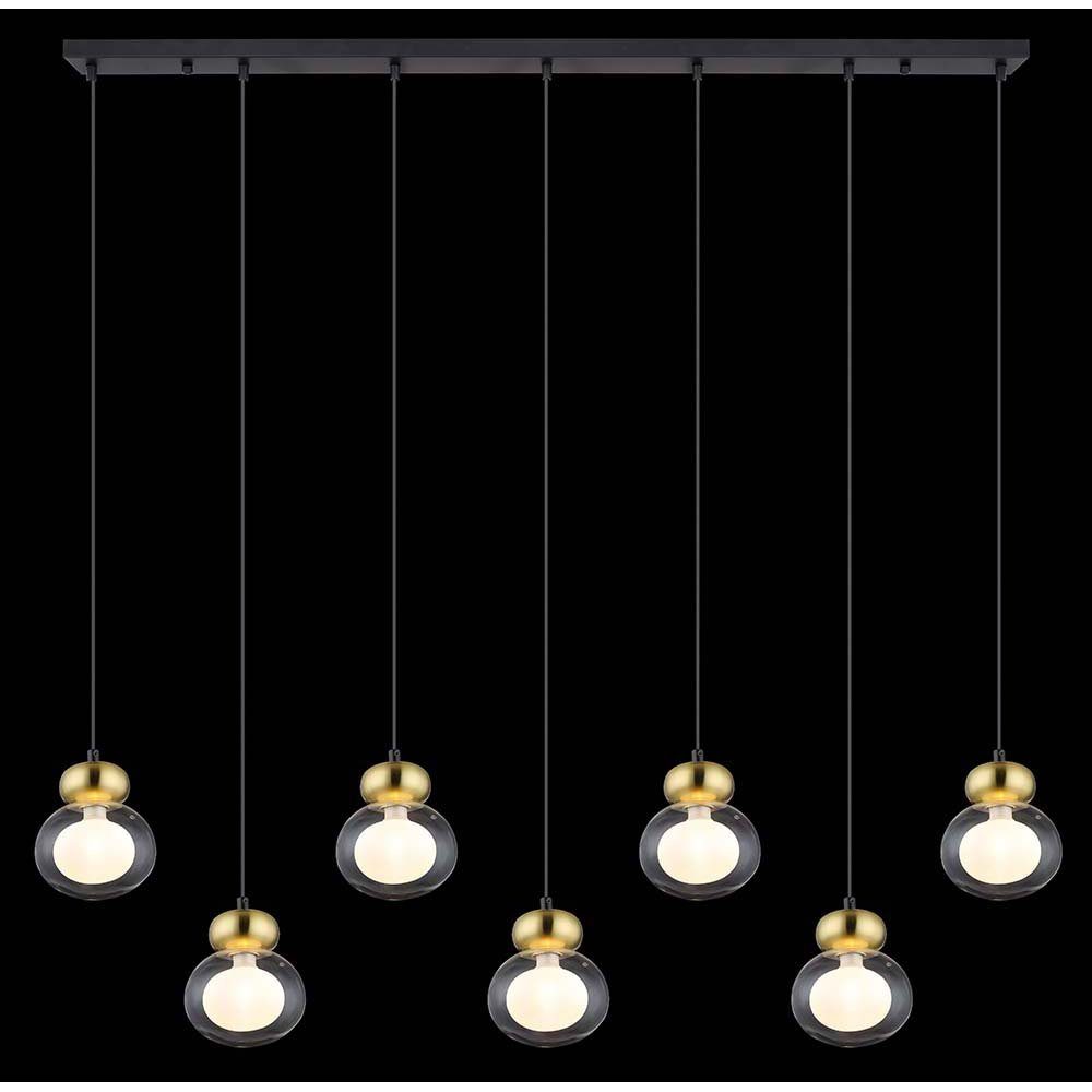 etc-shop Pendelleuchte, Leuchtmittel Hängelampe Glas Pendelleuchte H klar Esstischlampe nicht flammig bronze 7 inklusive
