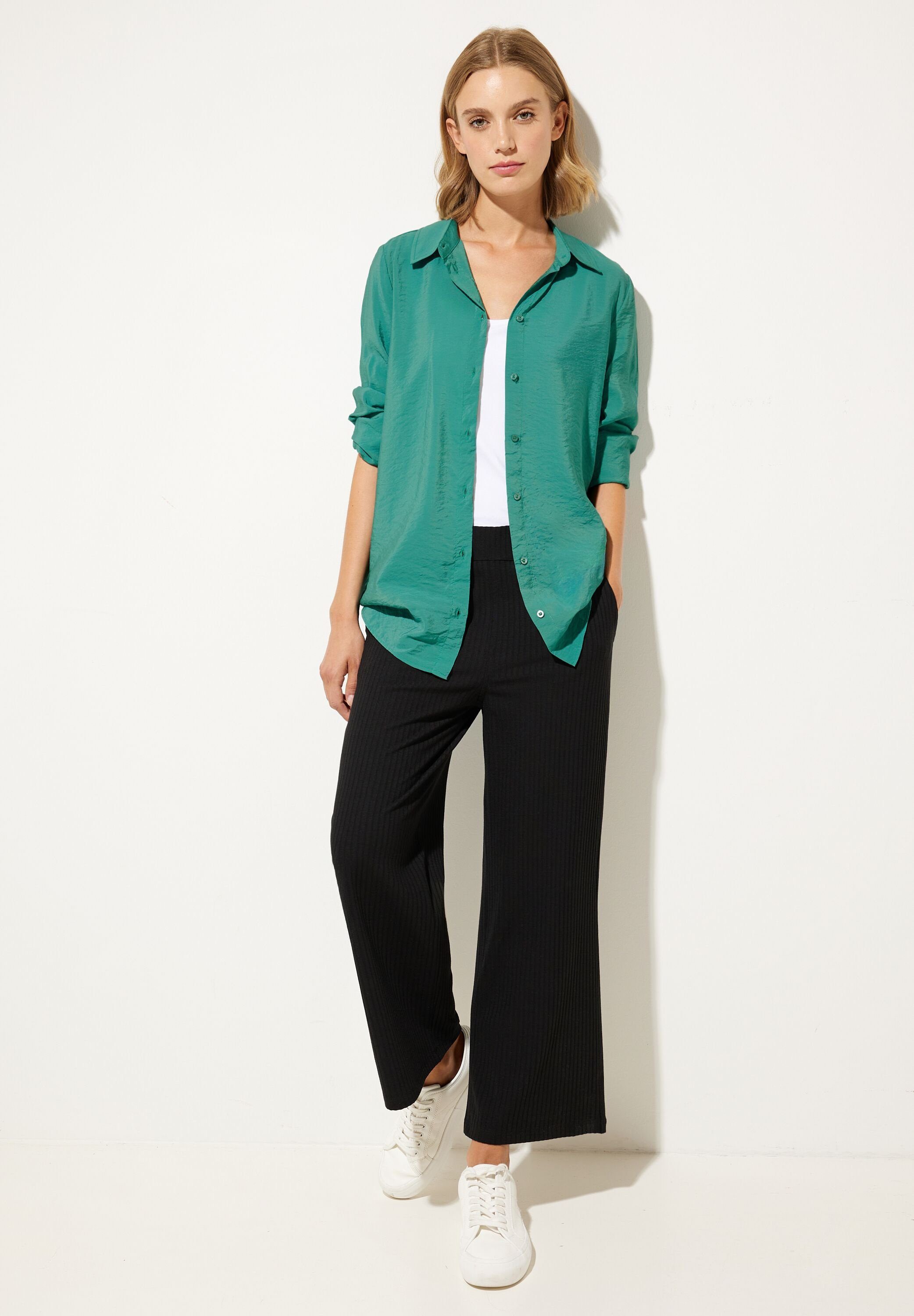 ONE Bluse STREET Bluse lagoon Klassische Knopfleiste mit green