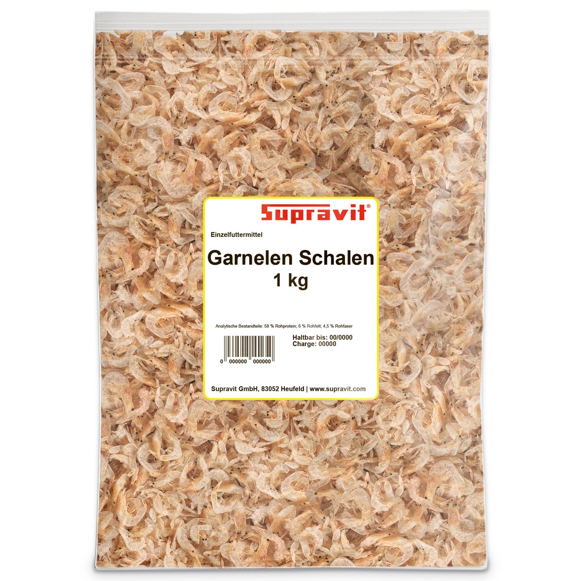Supravit Getrocknete Garnelen für Hühner & Geflügel 1kg - Auch für Schildkröten, Ergänzungsfutter für: Nutz-/ Wildtier