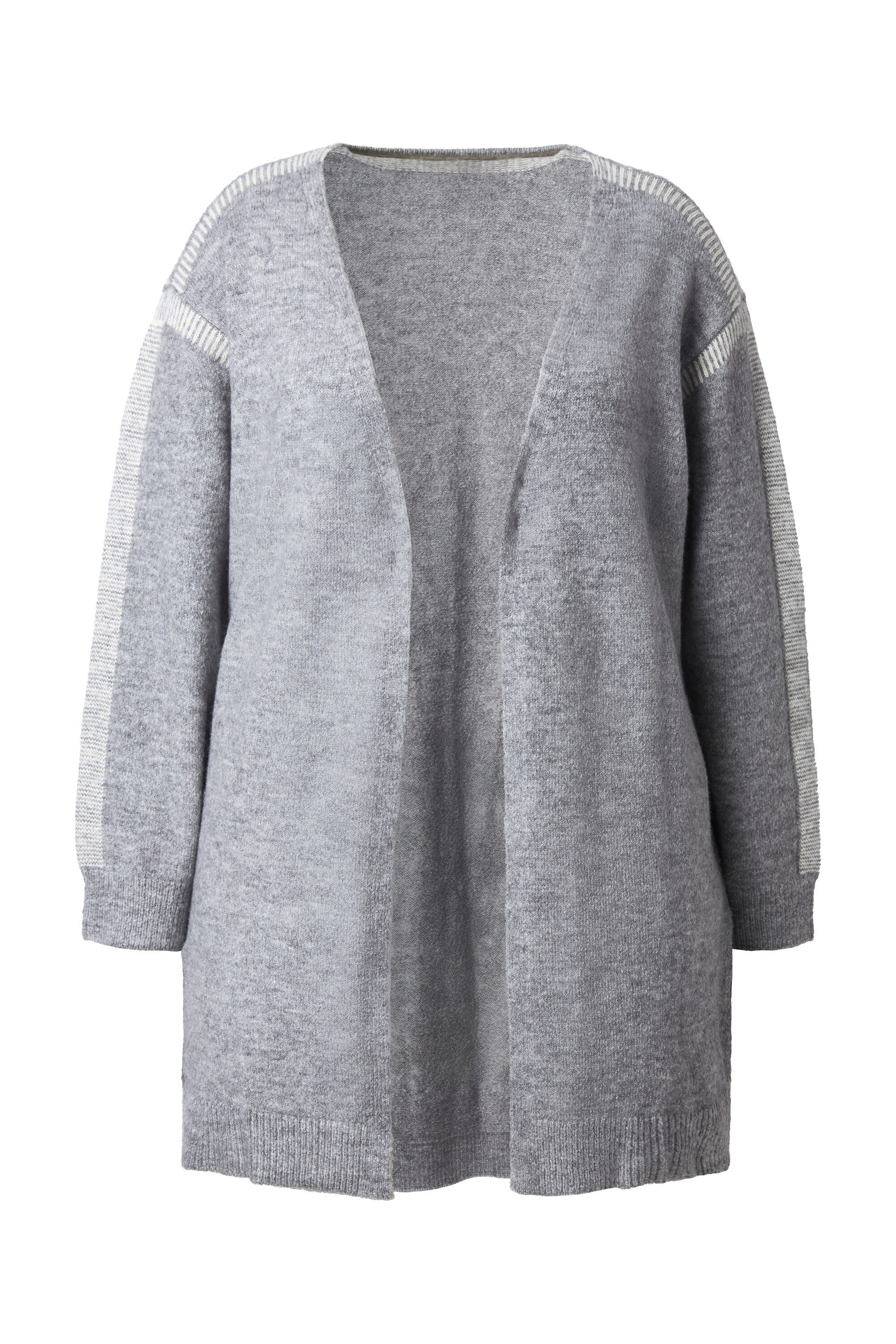 Ulla Popken Strickjacke Long-Strickjacke Ziernähte ohne Verschluss Langarm günstig online kaufen