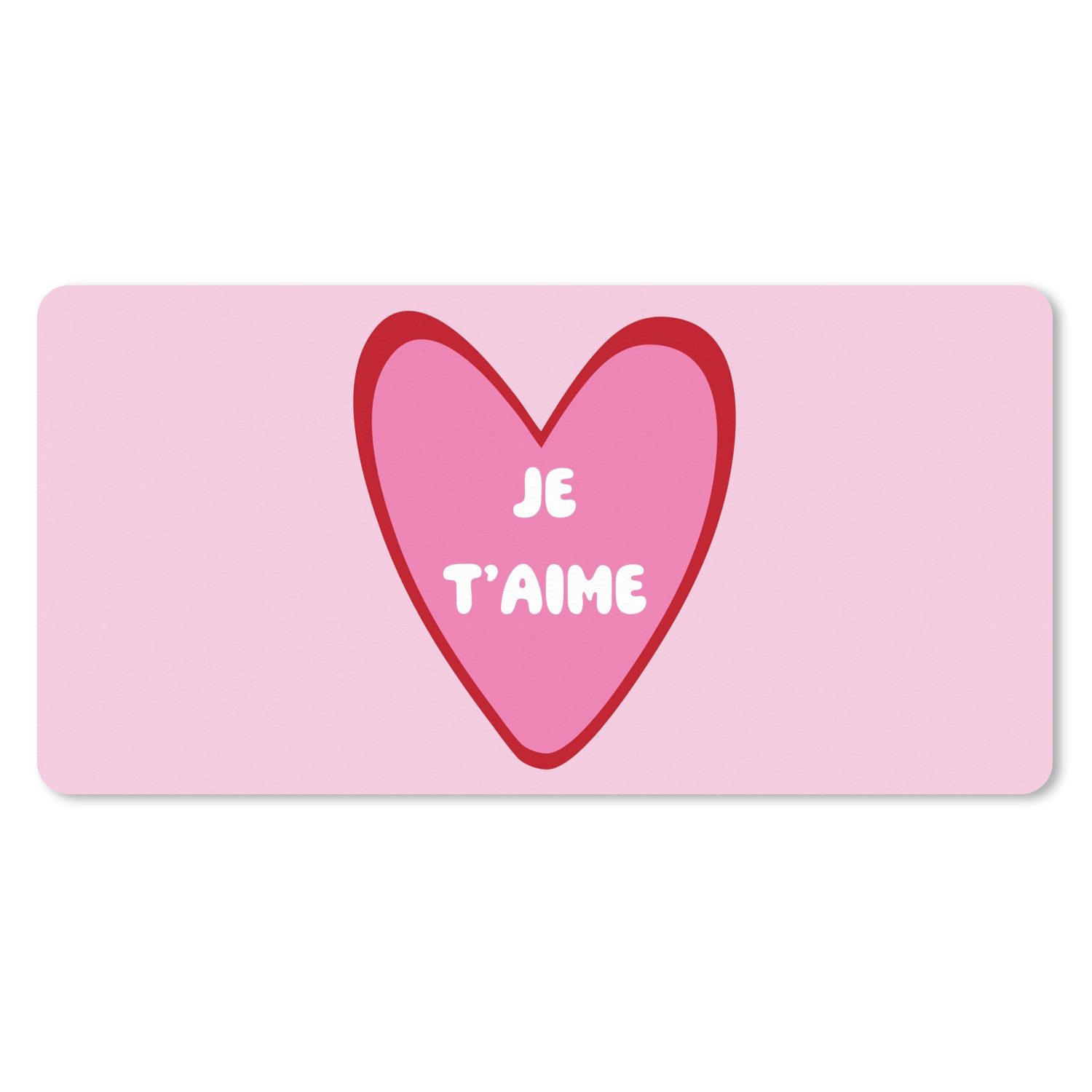 MuchoWow Mauspad Herz - Französisch - Valentinstag - Rosa (1-St), Schreibtischunterlage, Mousepad Gaming XXL, Großes, 100x50 cm