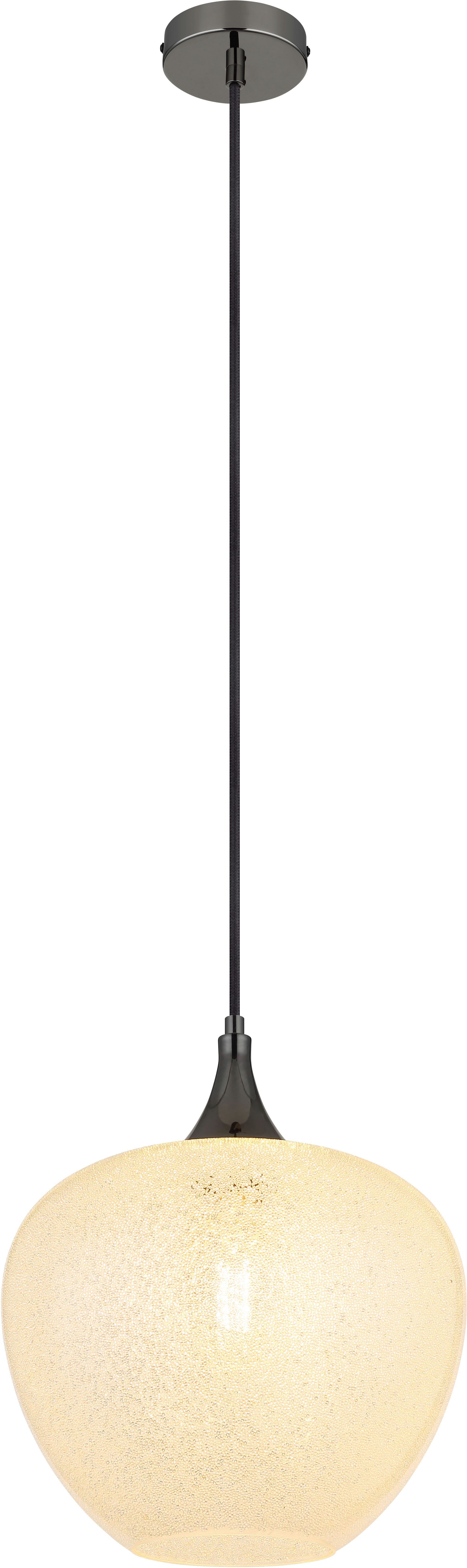 GLOBO LIGHTING Hängeleuchte MAXY, ohne Leuchtmittel, Hängelampe/Pendelleuchte/schwarz-chrom/Glas klar/Acrylkristalle